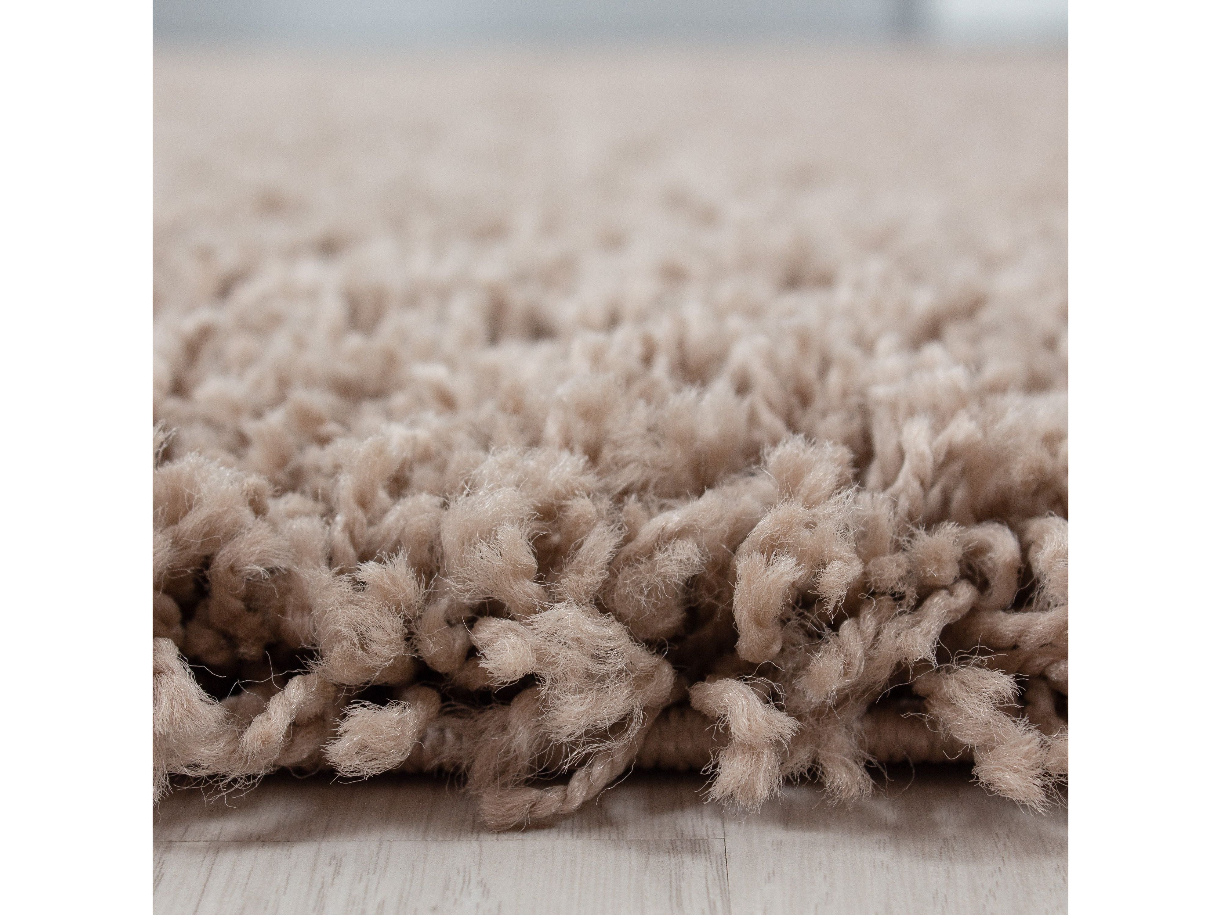 Hochflor Langflor Wohnzimmer DREAM Shaggy Teppich Unifarbe Florhöhe 5cm BEIGE