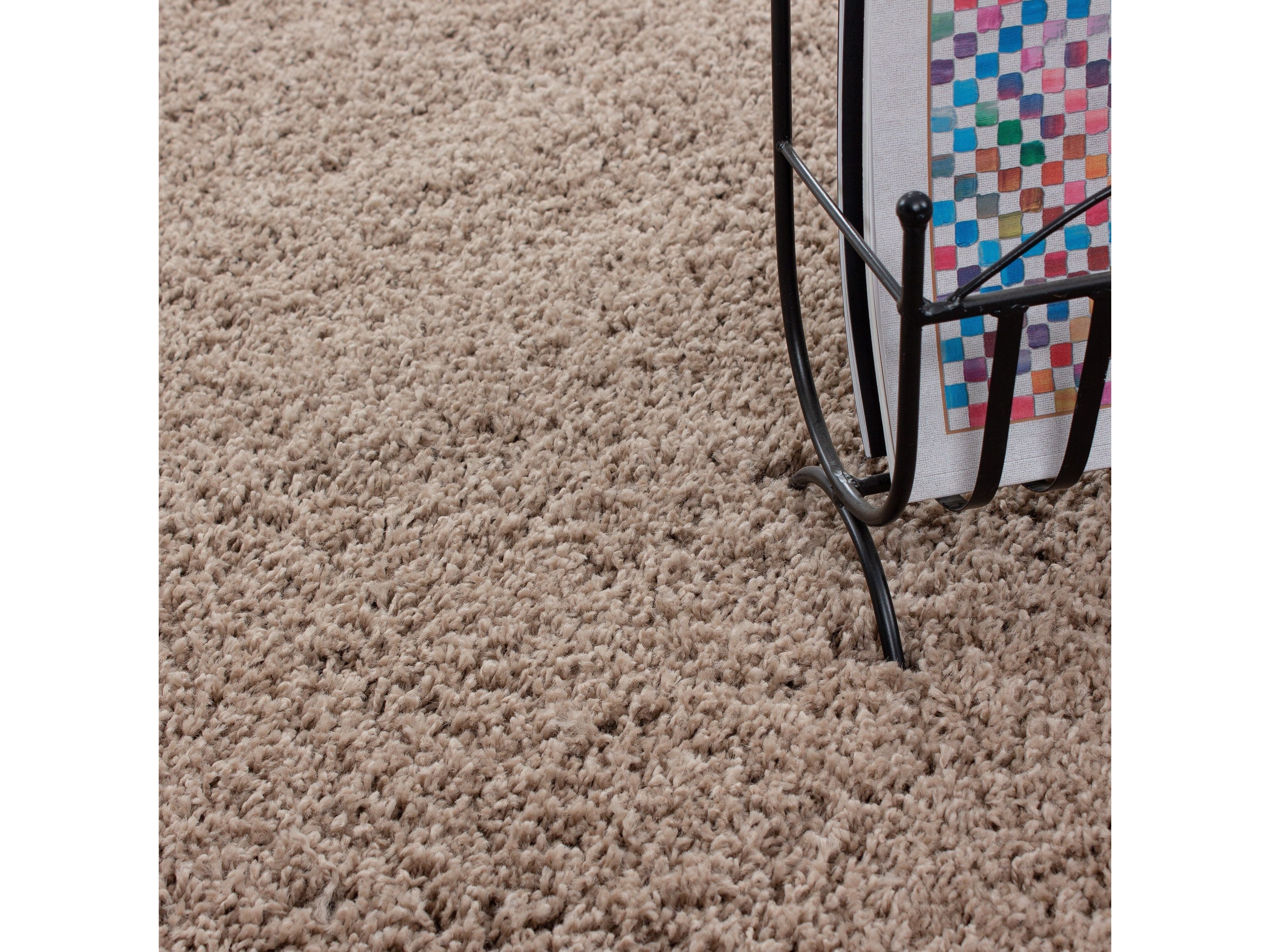 Hochflor Langflor Wohnzimmer DREAM Shaggy Teppich Unifarbe Florhöhe 5cm BEIGE