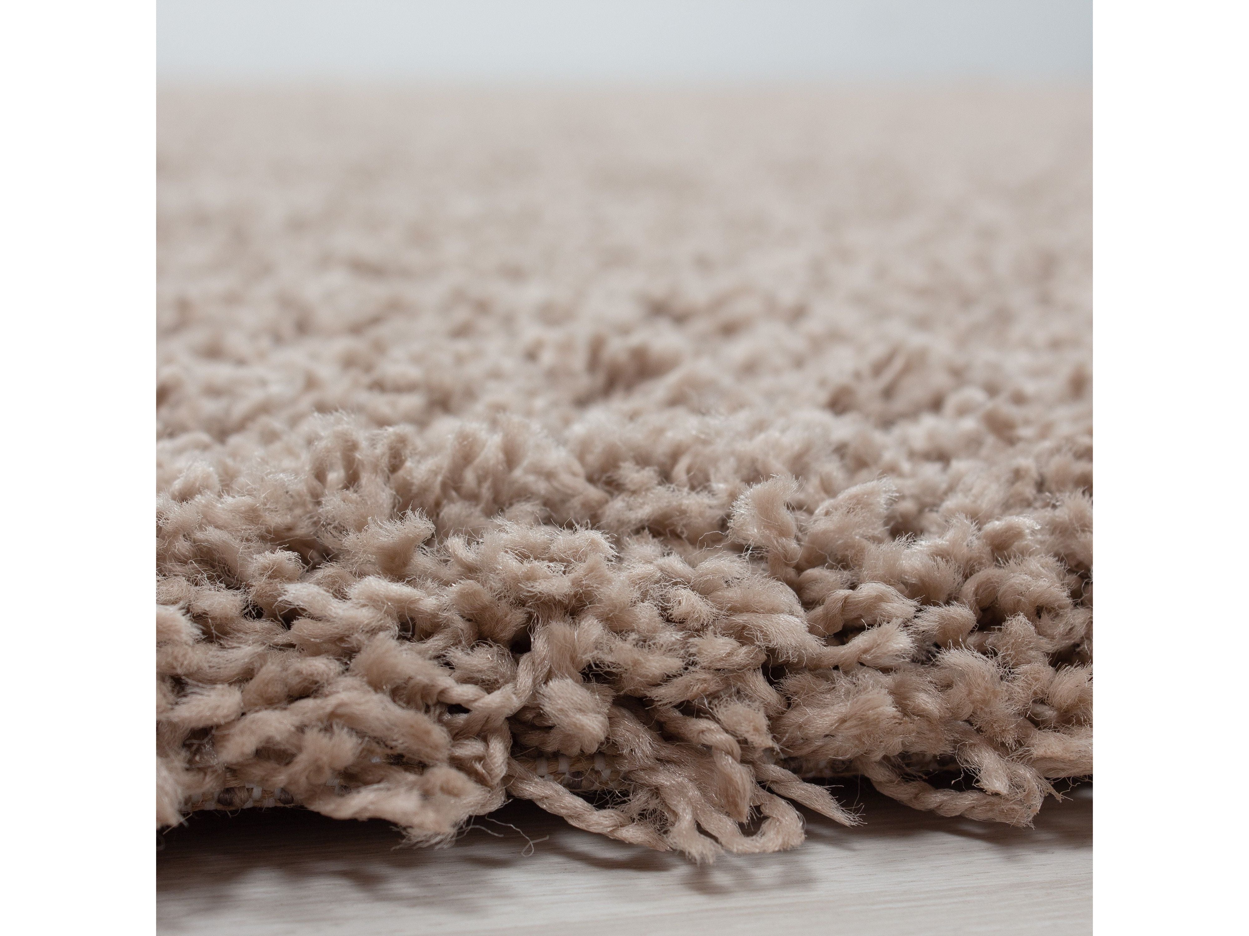 Hochflor Langflor Wohnzimmer DREAM Shaggy Teppich Unifarbe Florhöhe 5cm BEIGE
