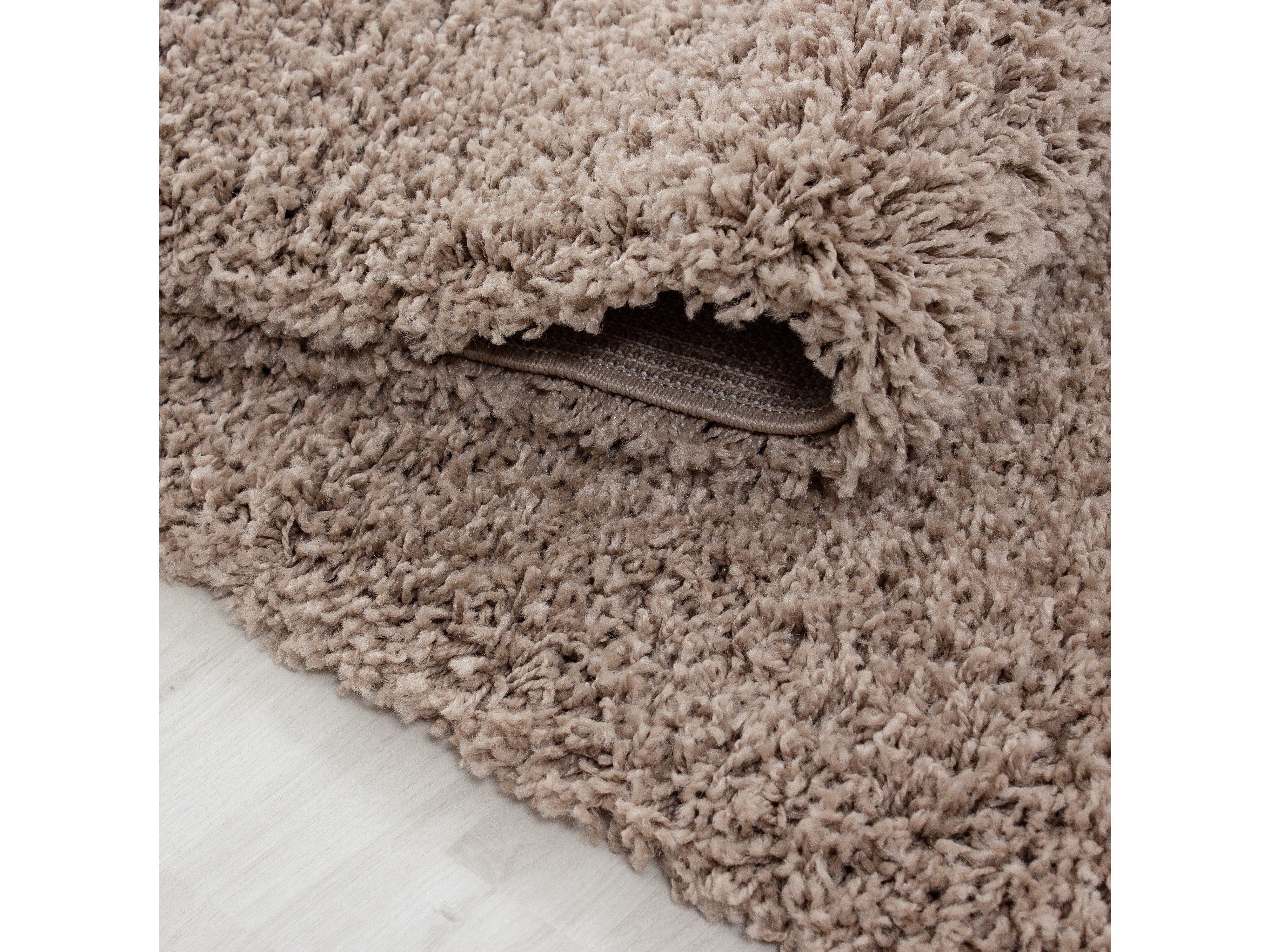Hochflor Langflor Wohnzimmer DREAM Shaggy Teppich Unifarbe Florhöhe 5cm BEIGE