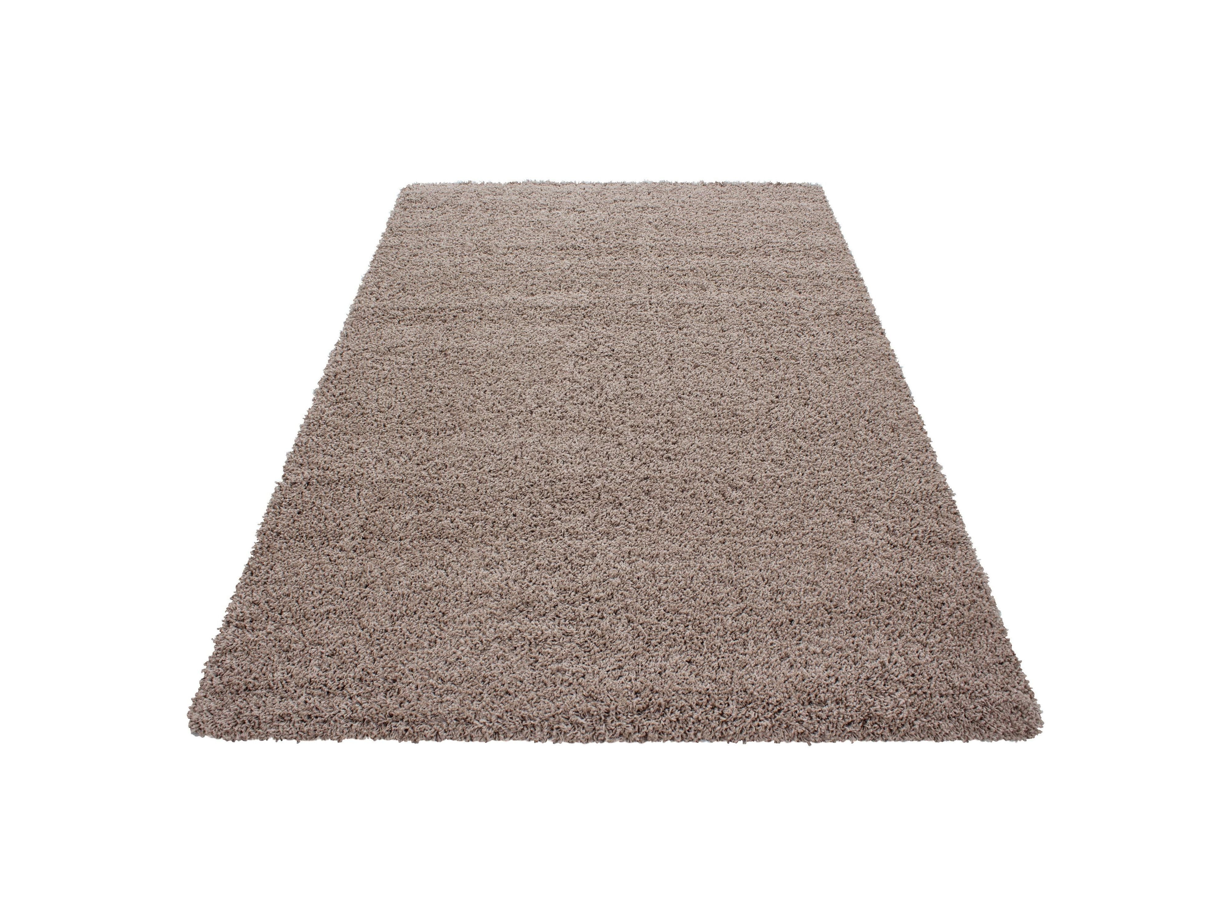 Hochflor Langflor Wohnzimmer DREAM Shaggy Teppich Unifarbe Florhöhe 5cm BEIGE