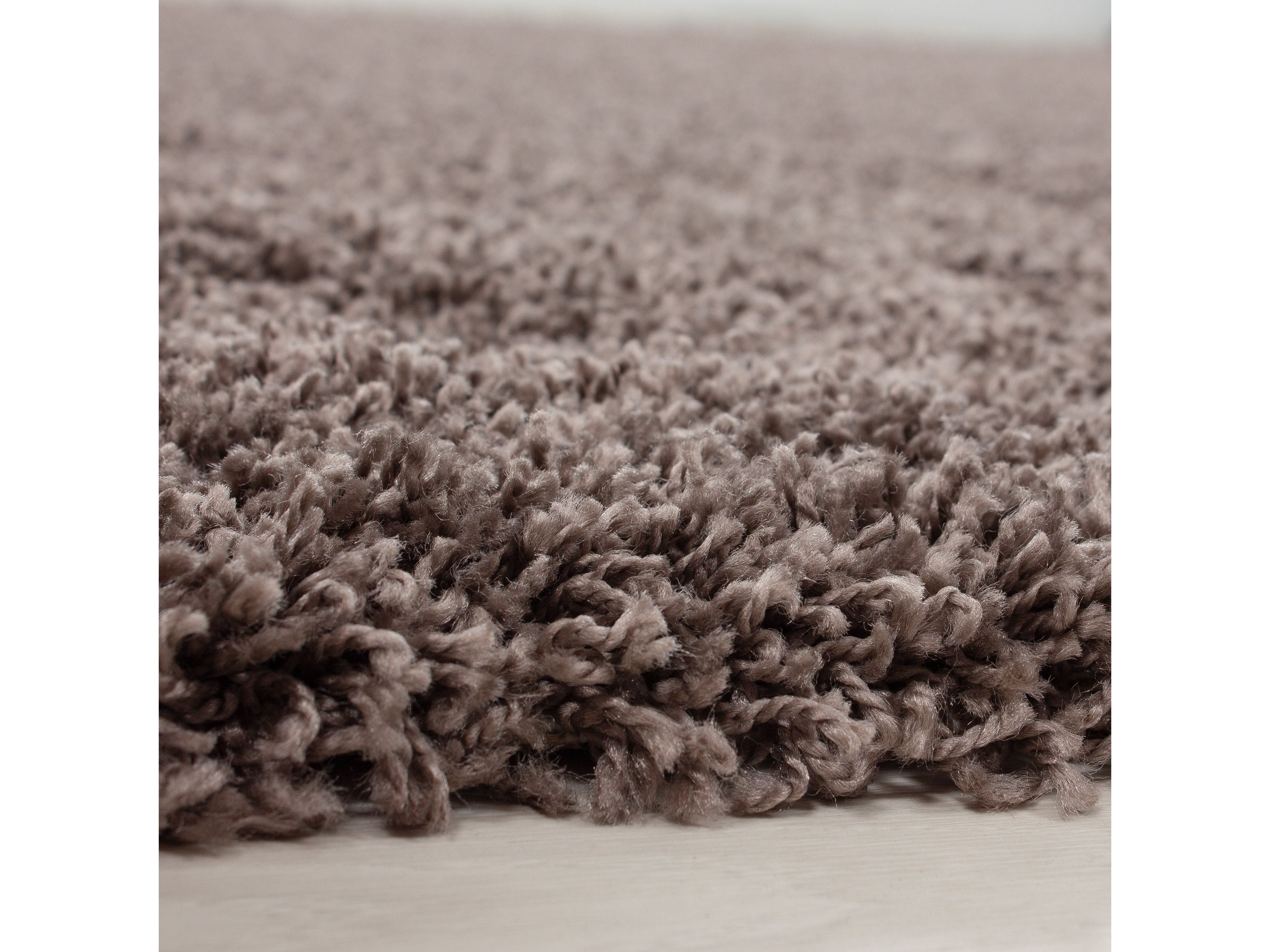 Hochflor Langflor Wohnzimmer DREAM Shaggy Teppich Unifarbe Florhöhe 5cm Taupe