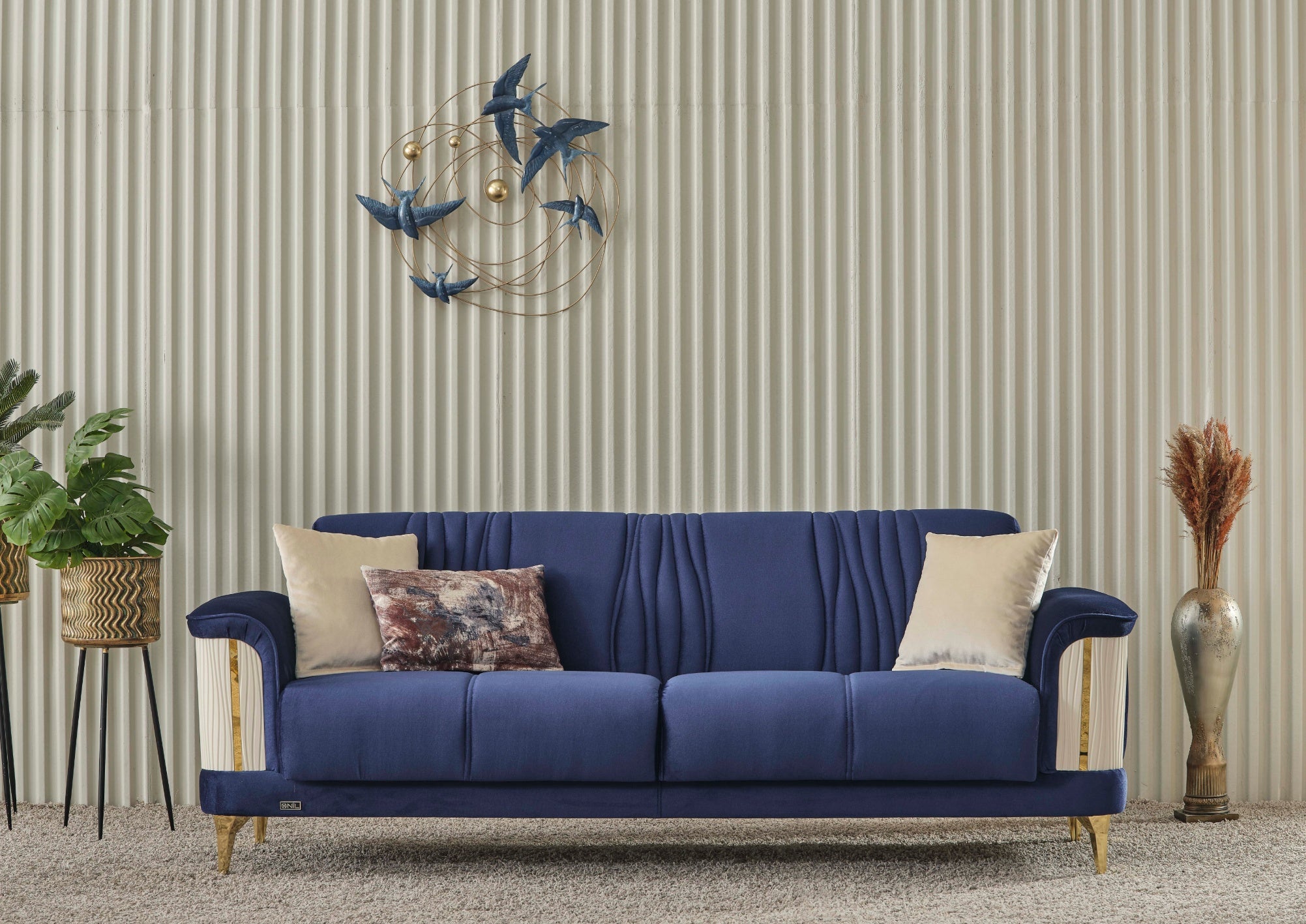 NEVADA Sofagarnitur mit Gold- oder Silberdetails