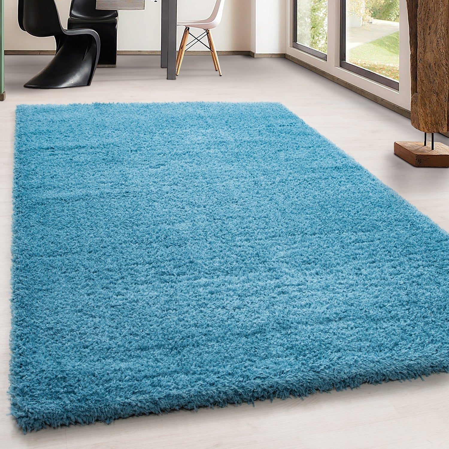 Hochflor Supersoft Shaggy kuscheliger Teppich extreme weich Unifarbe Türkis