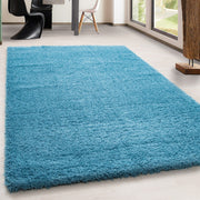 Hochflor Supersoft Shaggy kuscheliger Teppich extreme weich Unifarbe Türkis