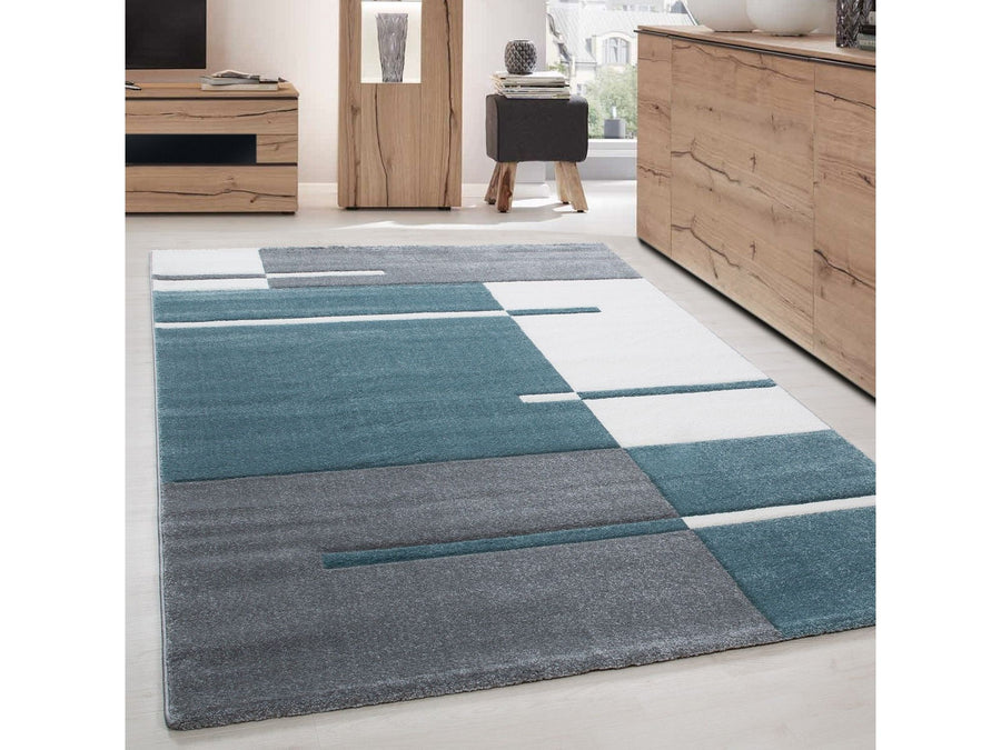 Moderner Designer Teppich mit kariertem Linienmuster