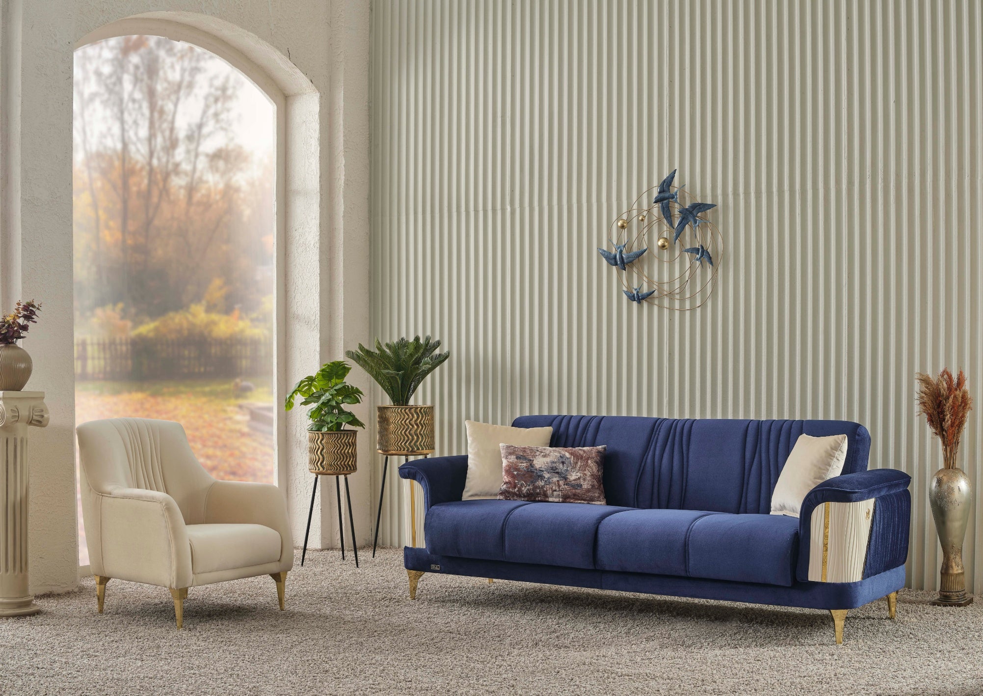 NEVADA Sofagarnitur mit Gold- oder Silberdetails