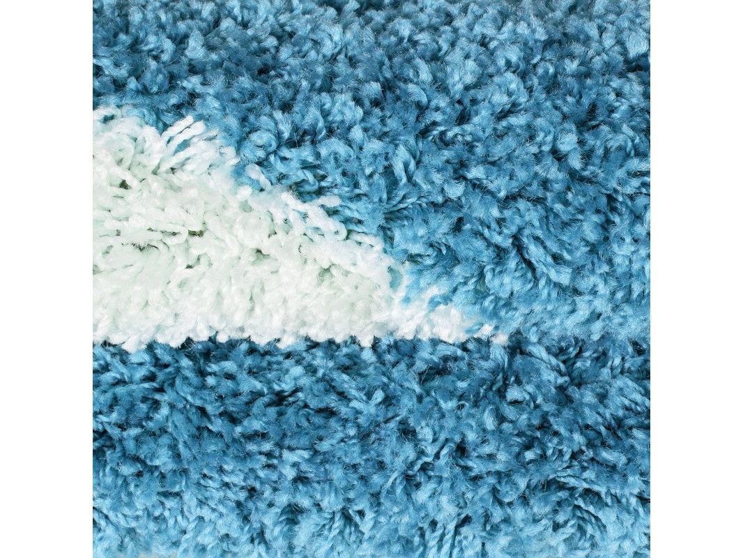Kinderteppich für Kinderzimmer Fussball form Hochflor Teppich Türkis-Weiss