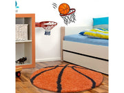 Kinderteppich für Kinderzimmer Basketball form Hochflor Teppich Orange-Schwarz
