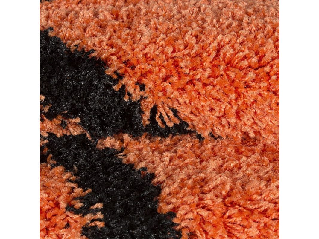 Kinderteppich für Kinderzimmer Basketball form Hochflor Teppich Orange-Schwarz