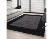 Hochflor Langflor Wohnzimmer Shaggy Teppich 2 Farbig Anthrazit Grau