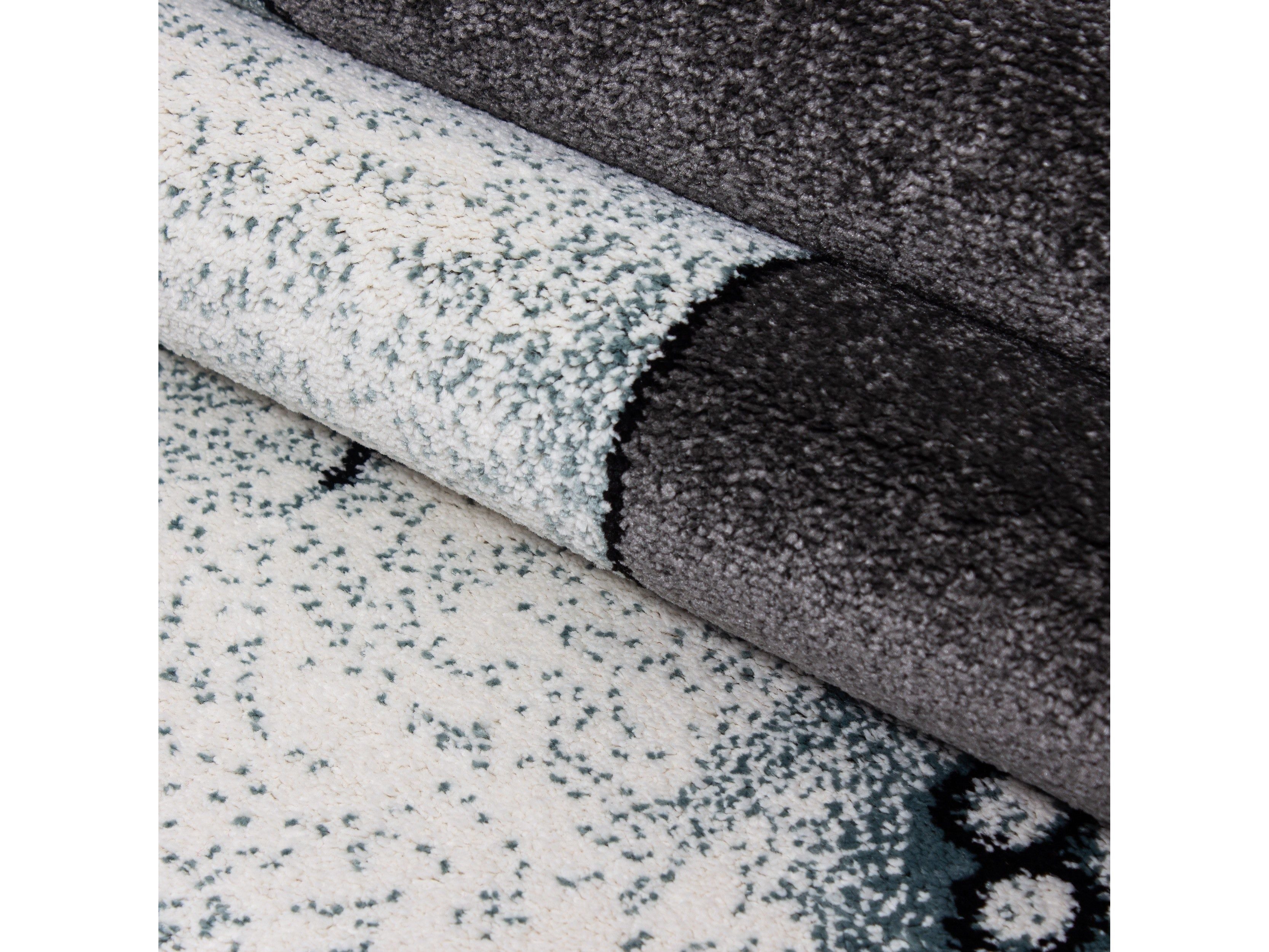 Kinderteppich Kinderzimmer Teppich niedlicher Elefantenbaby Stern Grau-Weiß-Blau