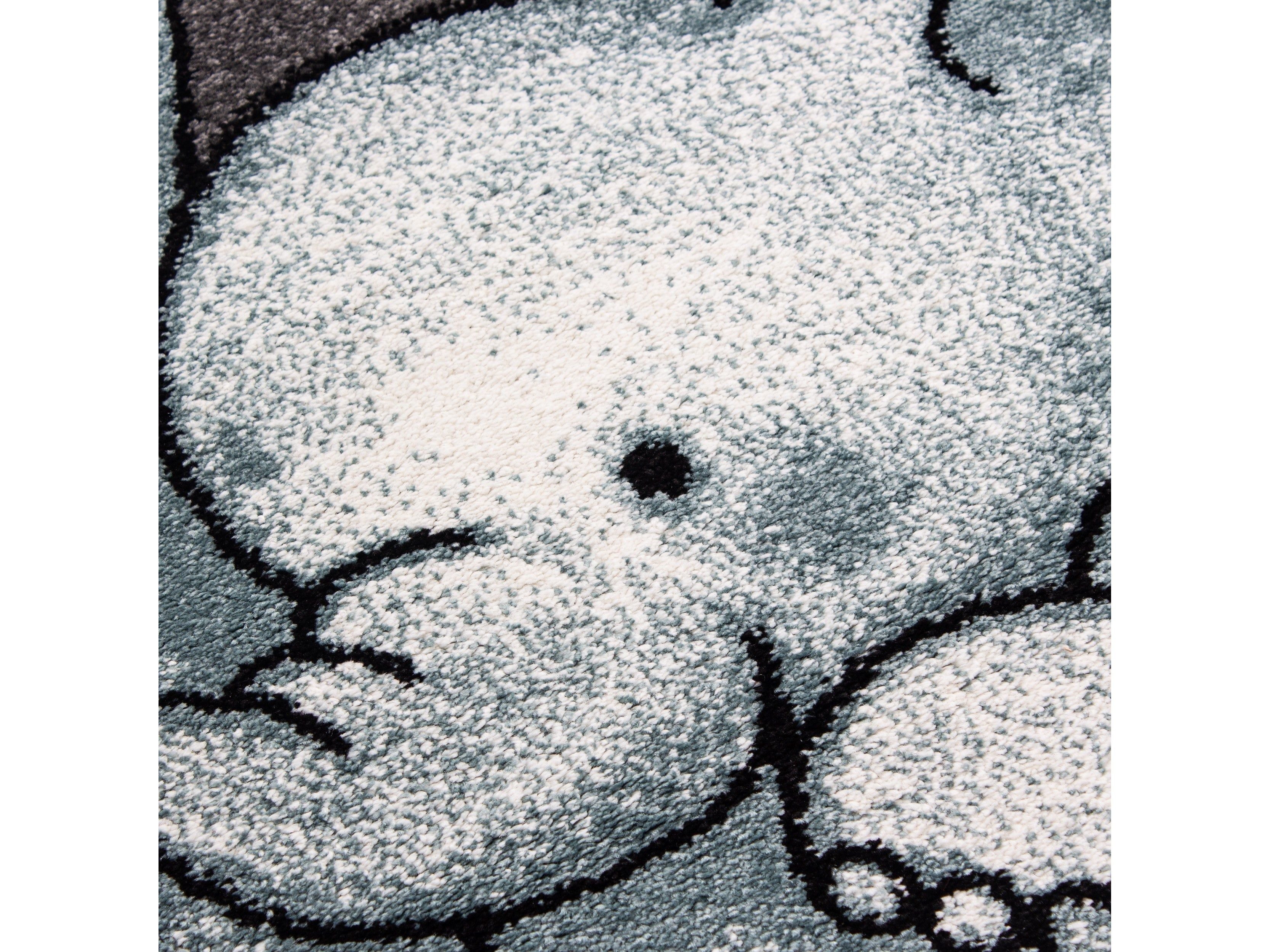 Kinderteppich Kinderzimmer Teppich niedlicher Elefantenbaby Stern Grau-Weiß-Blau