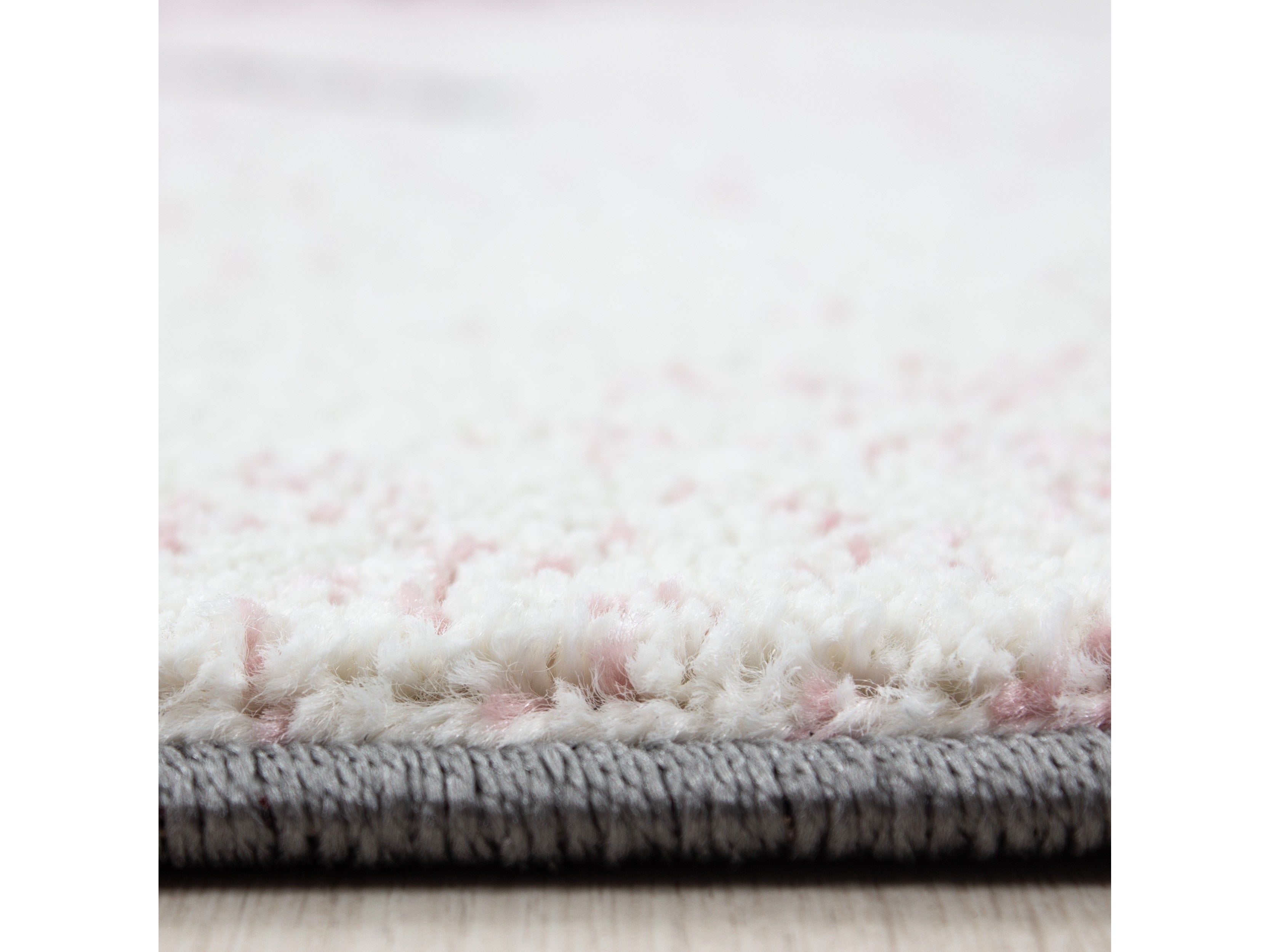 Kinderteppich Kinderzimmer Teppich niedlicher Elefantenbaby Stern Grau-Weiß-Pink