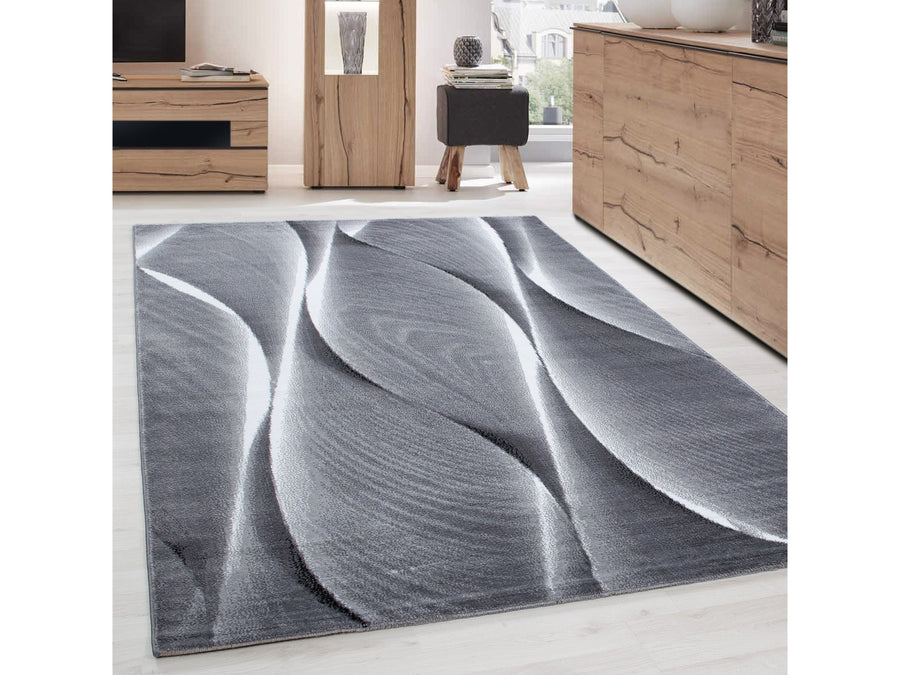 Moderner Designer Wohnzimmer Teppich Parma Schwarz