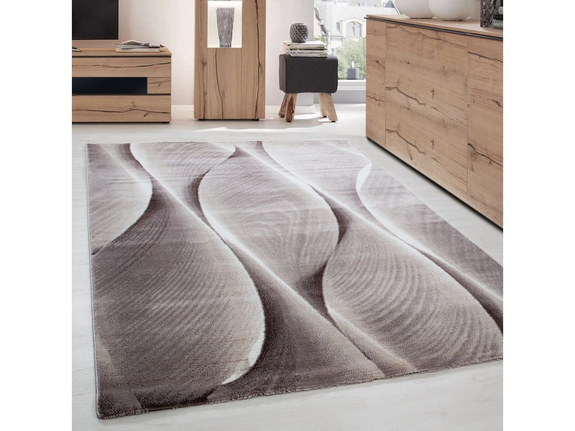 Moderner Designer Wohnzimmer Teppich Parma 9310 Braun