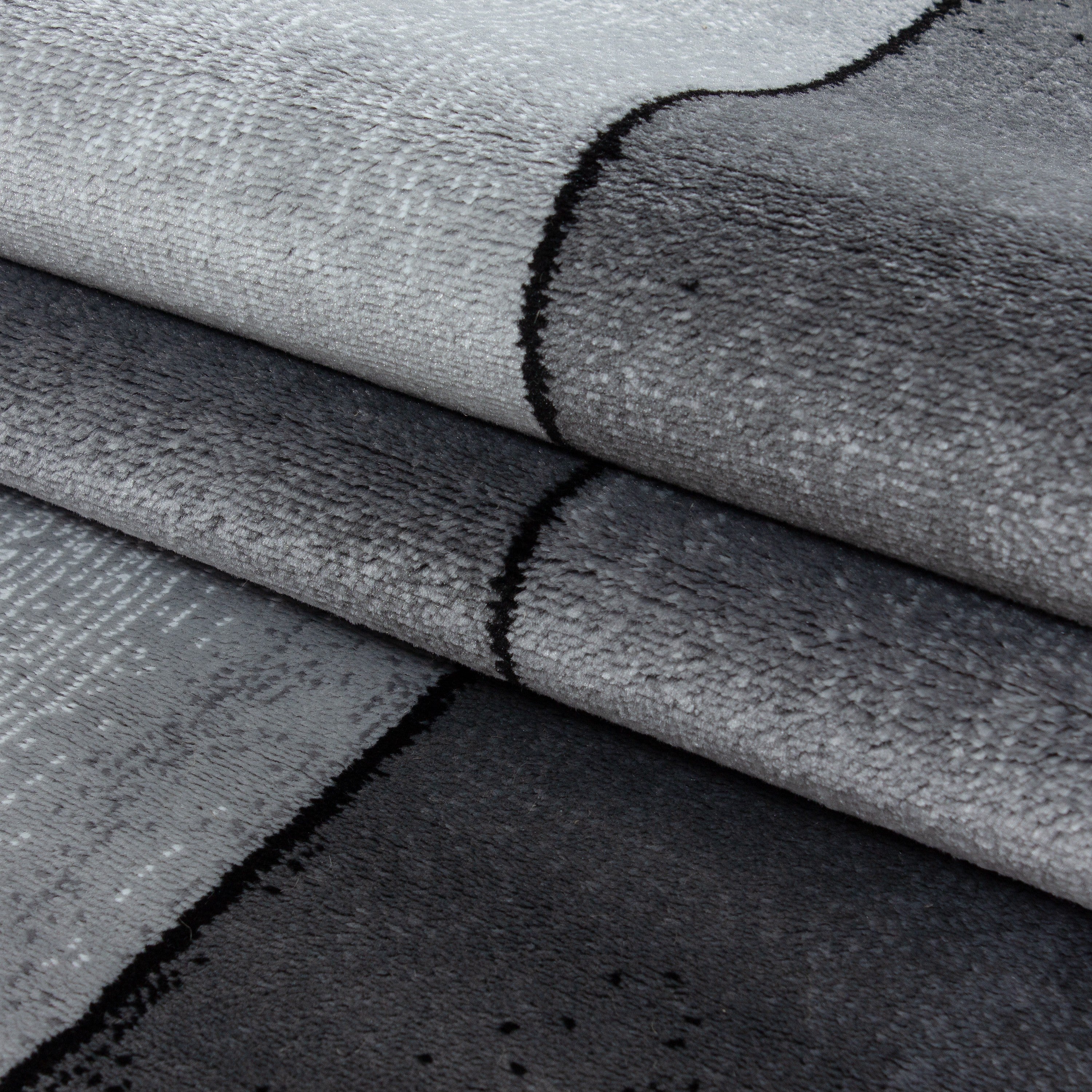 Moderner Designer Wohnzimmer Teppich Parma 9320 Schwarz