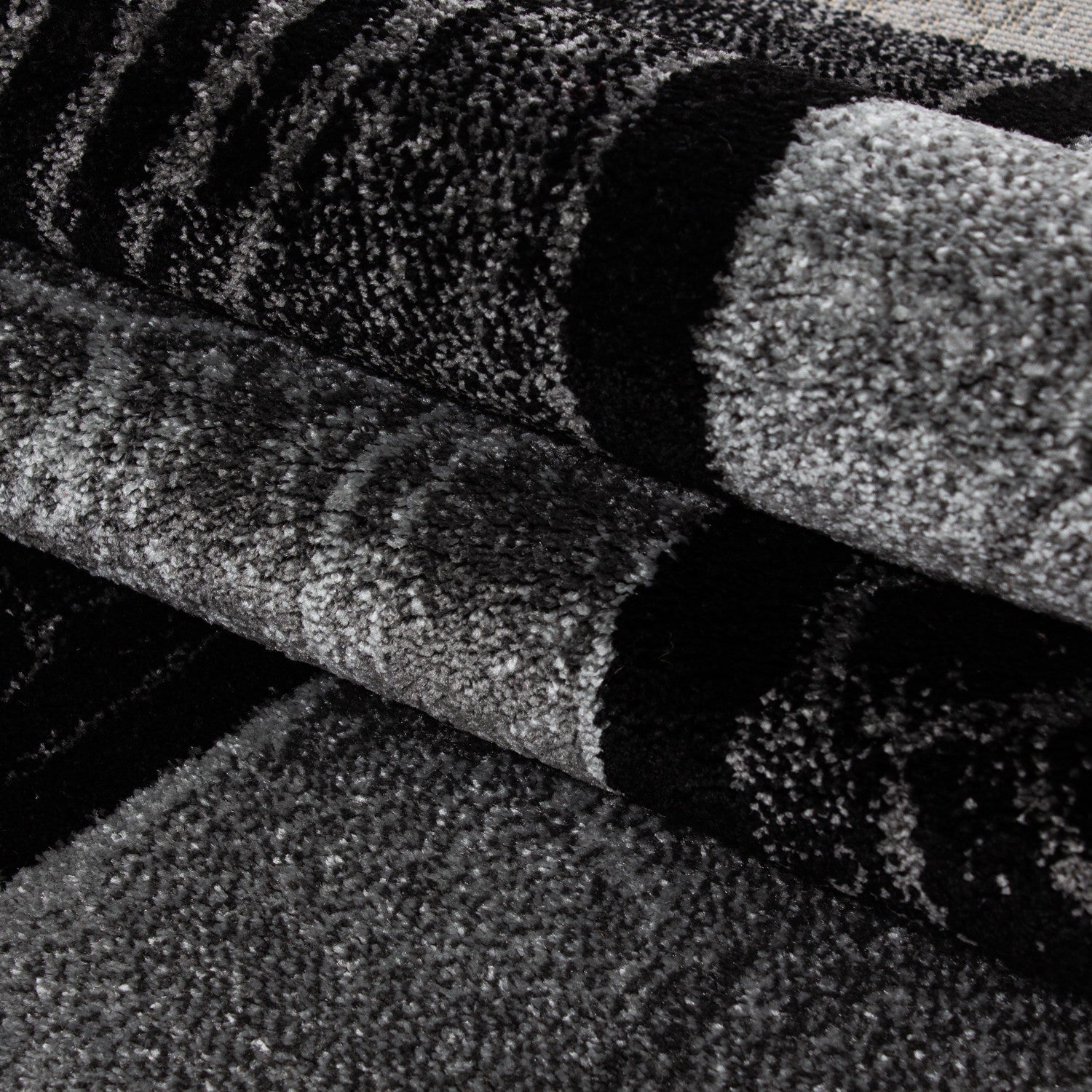 Teppich Modern Designer Wohnzimmer Geometrisch Karo Muster Meliert Schwarz Grau