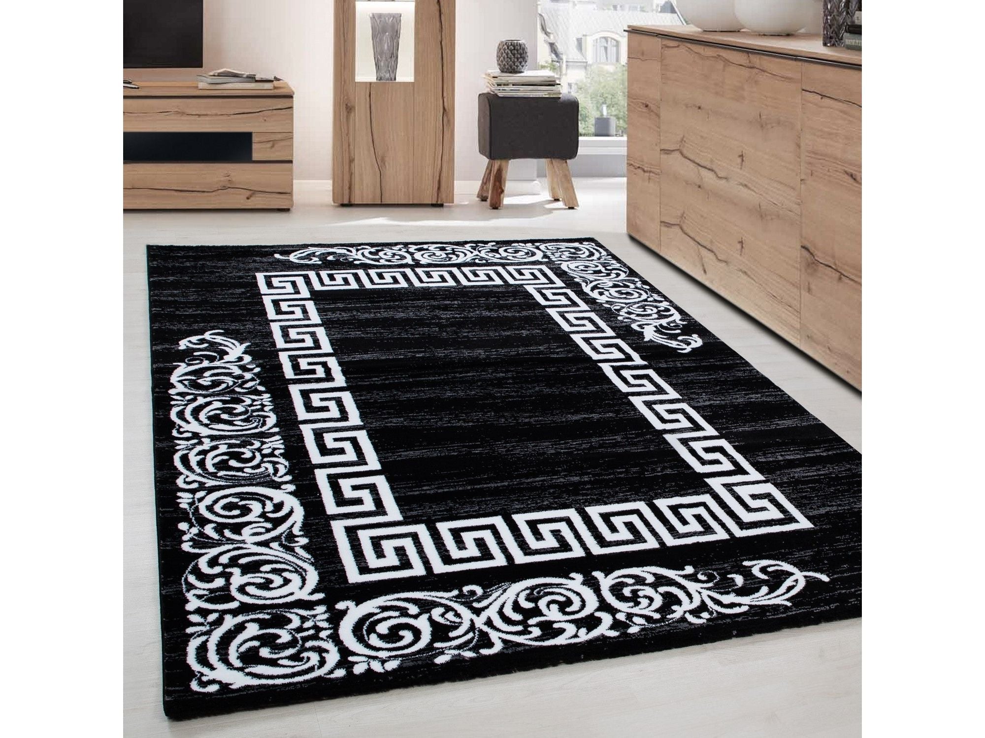 Moderner Designer Elegance Wohnzimmer Teppich Miami 6620 Schwarz-Weiss