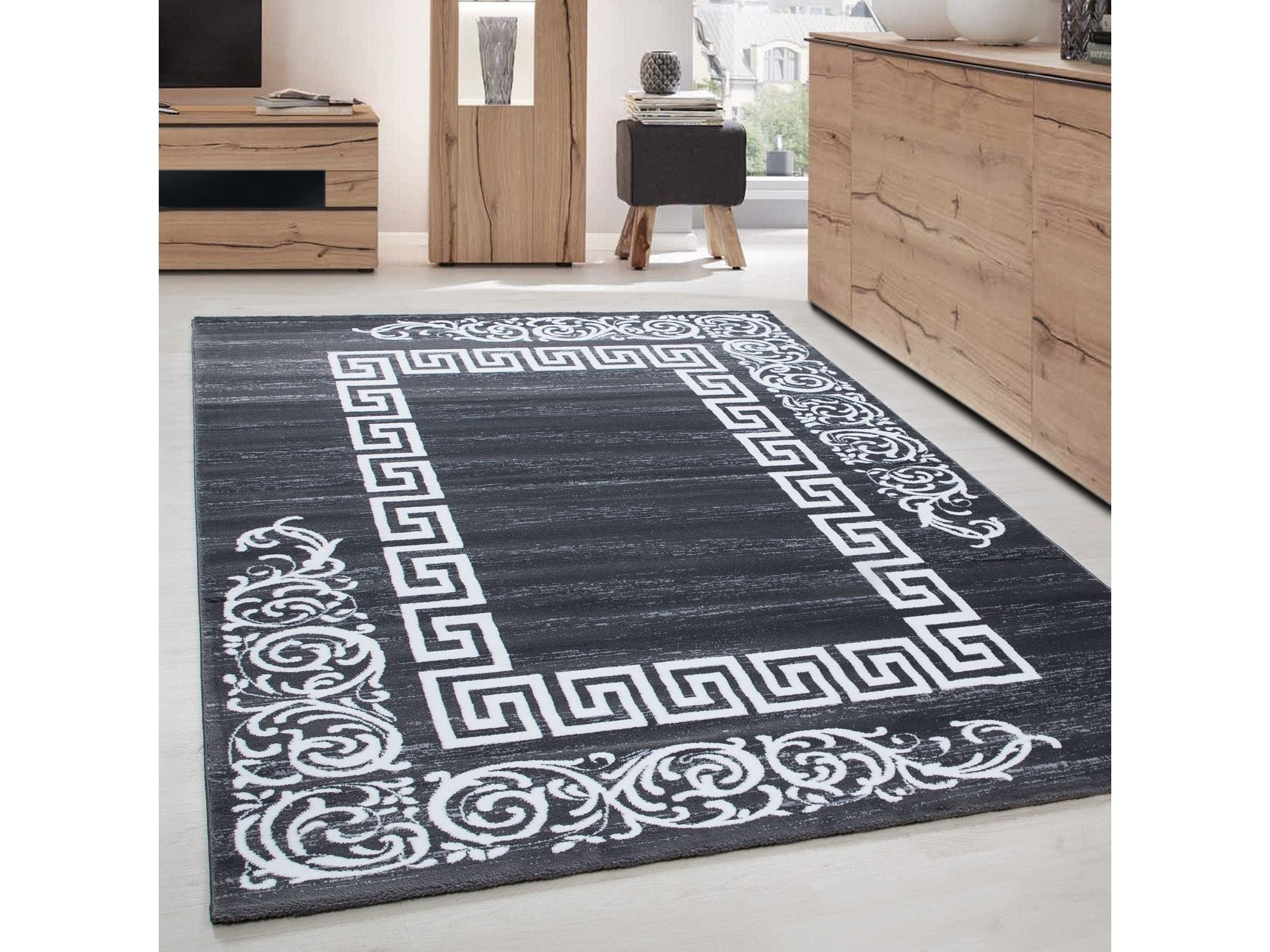 Moderner Designer Elegance Wohnzimmer Teppich Miami 6620 Grau-Weiss