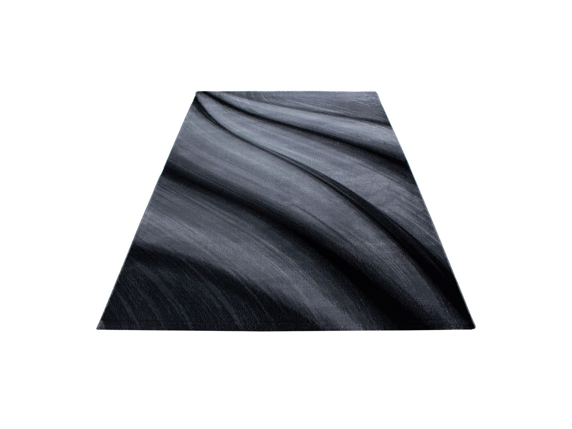 Moderner Designer Wohnzimmer Teppich Wellendesign Miami 6630 Schwarz-Grau