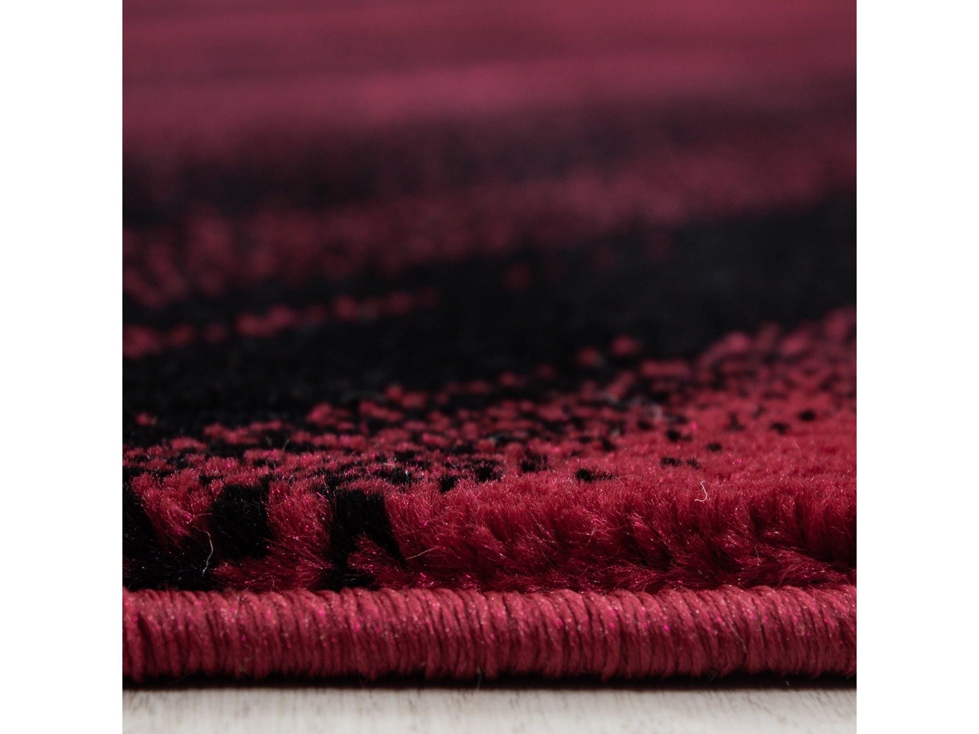 Moderner Designer Wohnzimmer Teppich Wellendesign Miami 6630 Rot-Schwarz