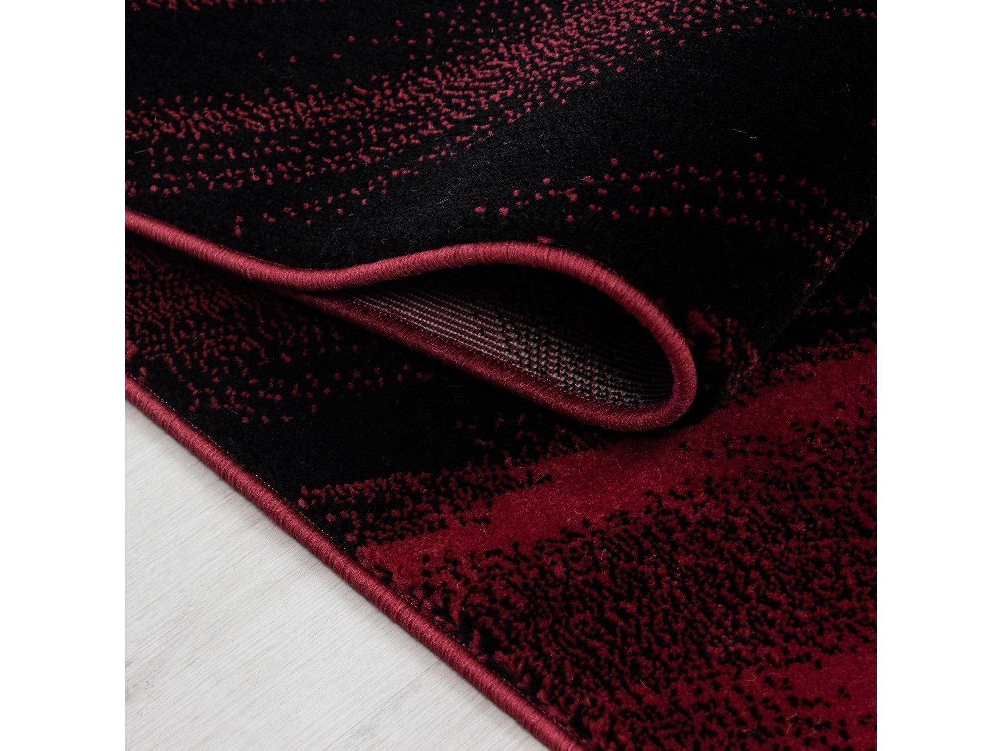Moderner Designer Wohnzimmer Teppich Wellendesign Miami 6630 Rot-Schwarz