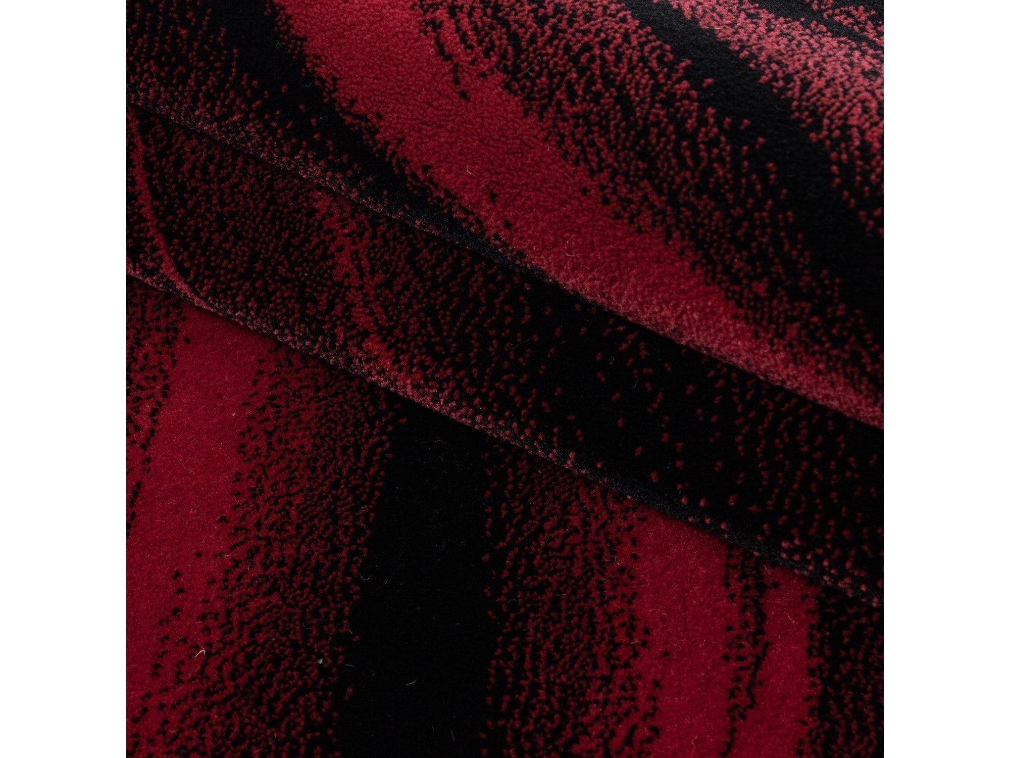 Moderner Designer Wohnzimmer Teppich Wellendesign Miami 6630 Rot-Schwarz
