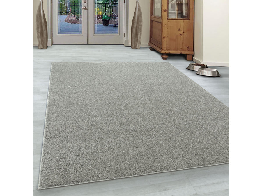 Kurzflor Gabbeh Optik Wohnzimmerteppich Flachflor Teppich Einfarbig Creme