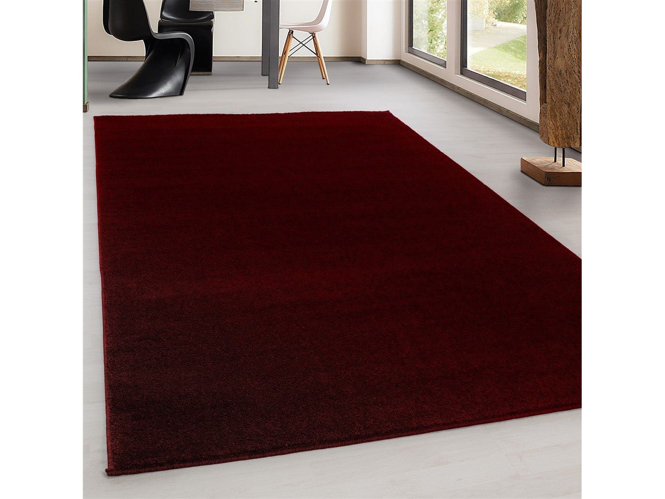 Teppich Kurzflor Modern Wohnzimmer Einfarbig Meliert Uni günstig Rot