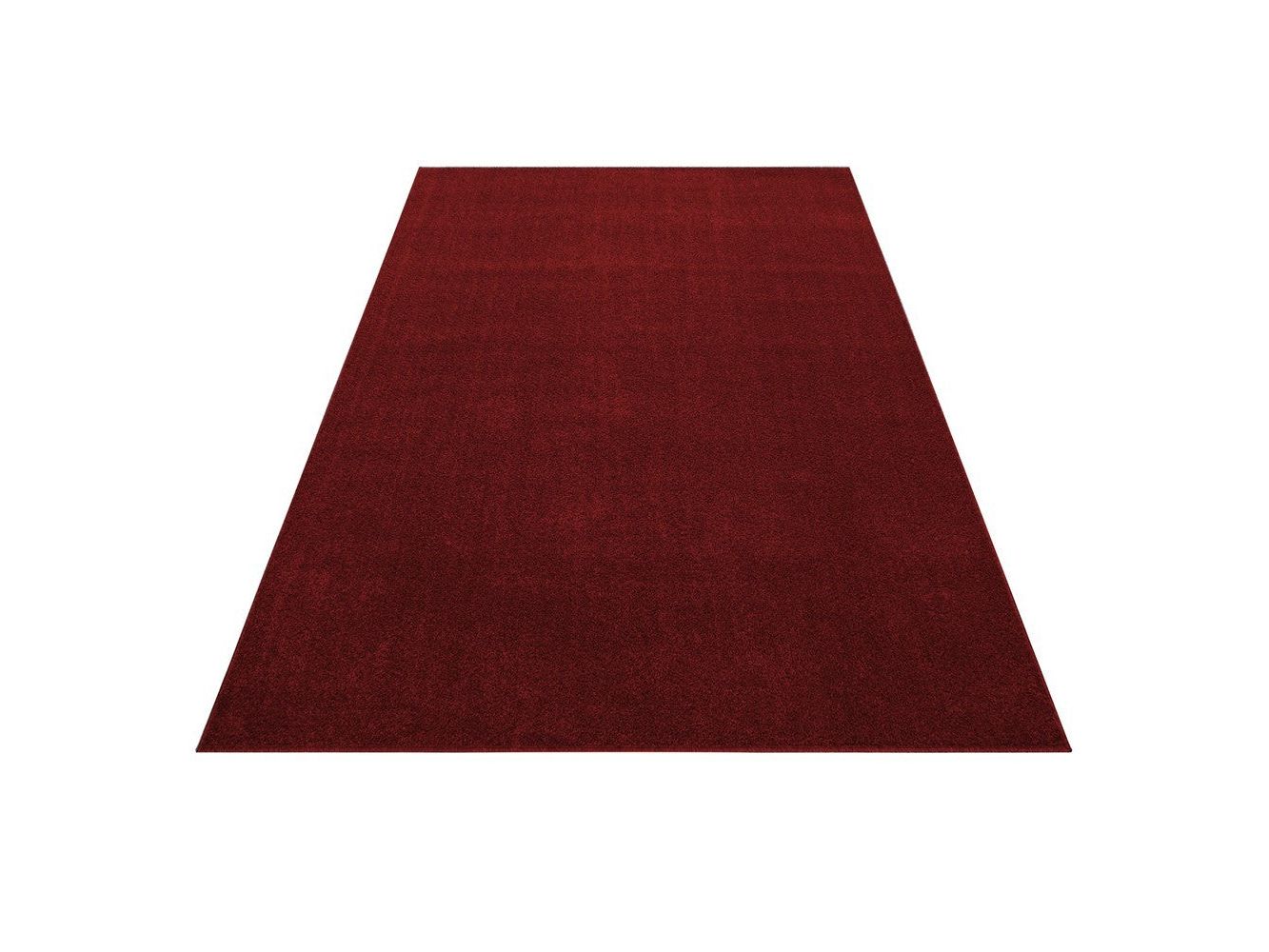 Teppich Kurzflor Modern Wohnzimmer Einfarbig Meliert Uni günstig Rot
