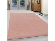 Kurzflor Gabbeh Optik Wohnzimmerteppich Flachflor Teppich Einfarbig Rose