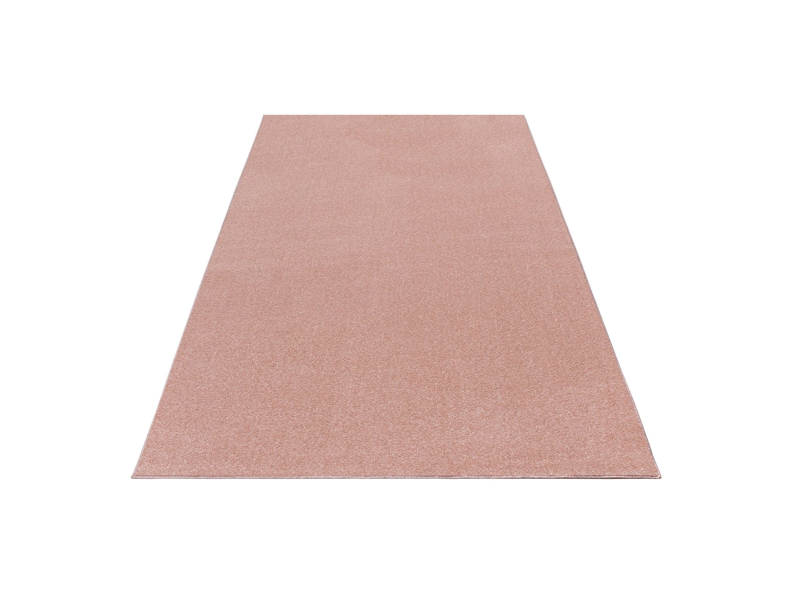 Kurzflor Gabbeh Optik Wohnzimmerteppich Flachflor Teppich Einfarbig Rose
