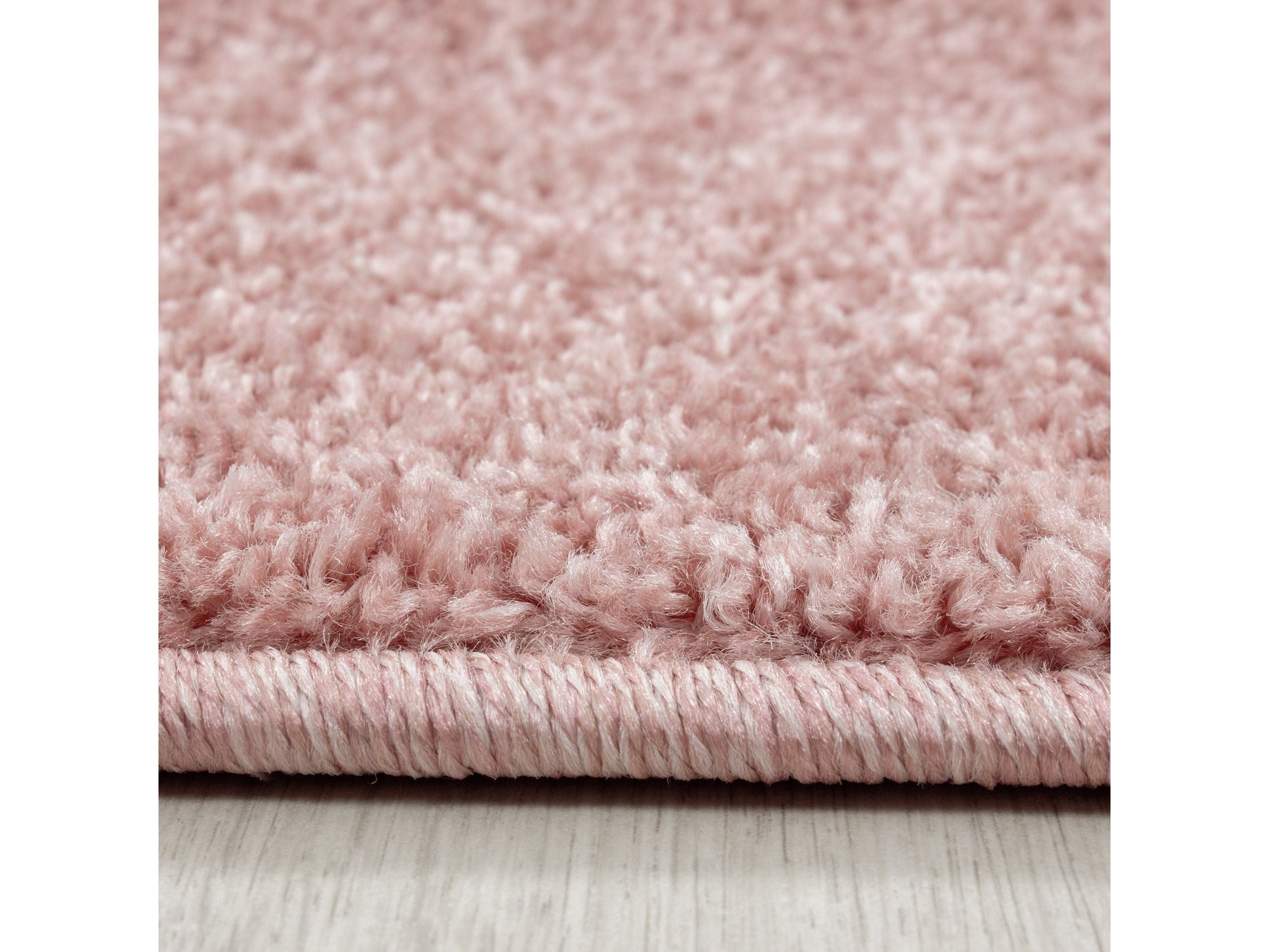 Kurzflor Gabbeh Optik Wohnzimmerteppich Flachflor Teppich Einfarbig Rose