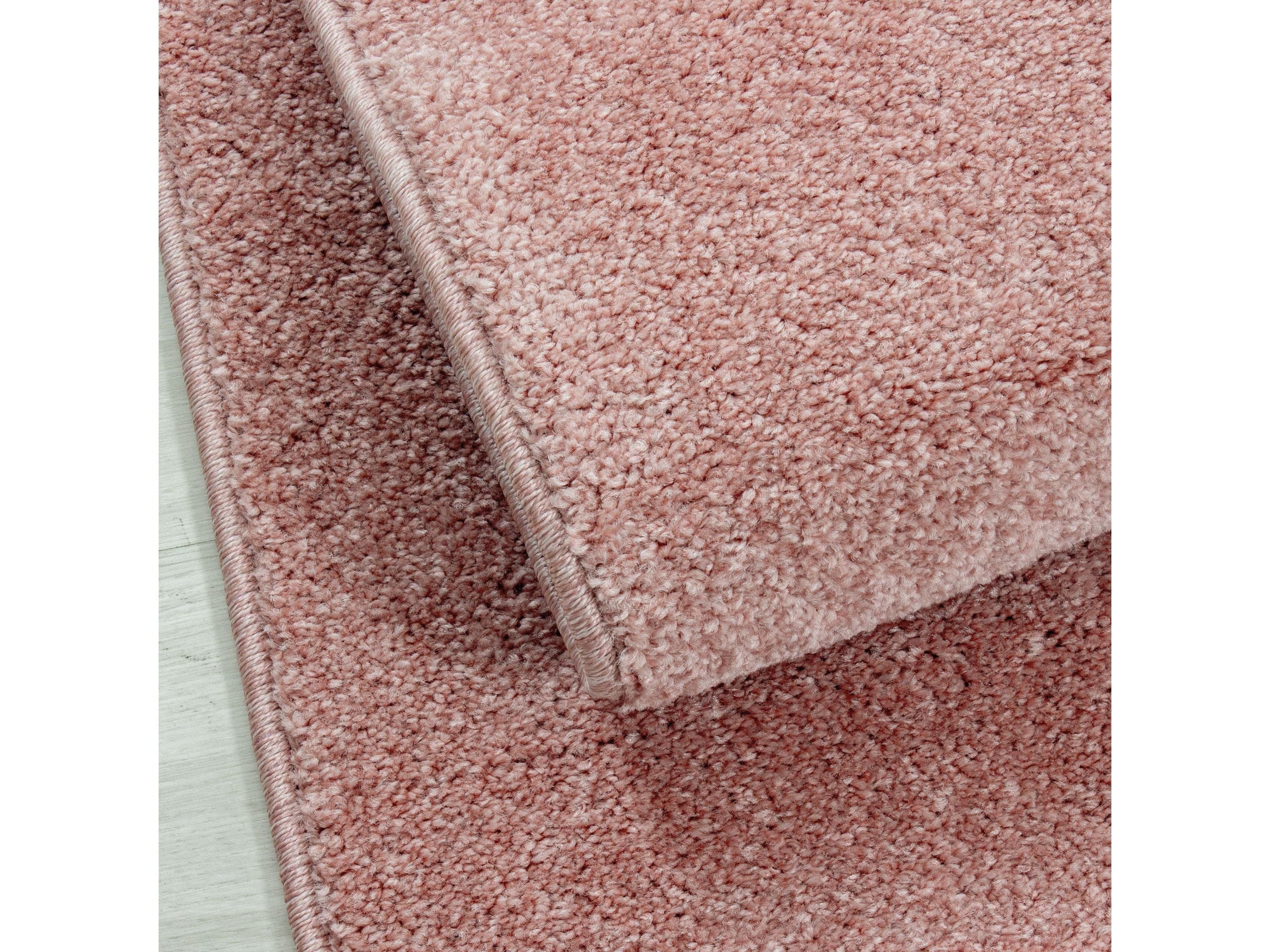 Kurzflor Gabbeh Optik Wohnzimmerteppich Flachflor Teppich Einfarbig Rose