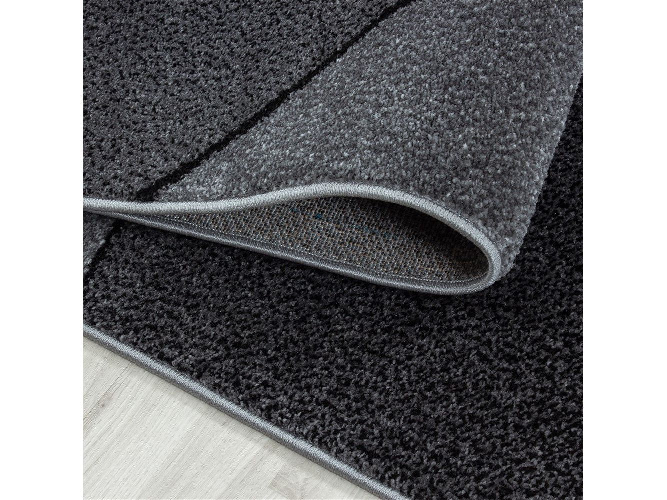 Teppich Modern Designer Kurzflor Geometrisches Design Schwarz Grau