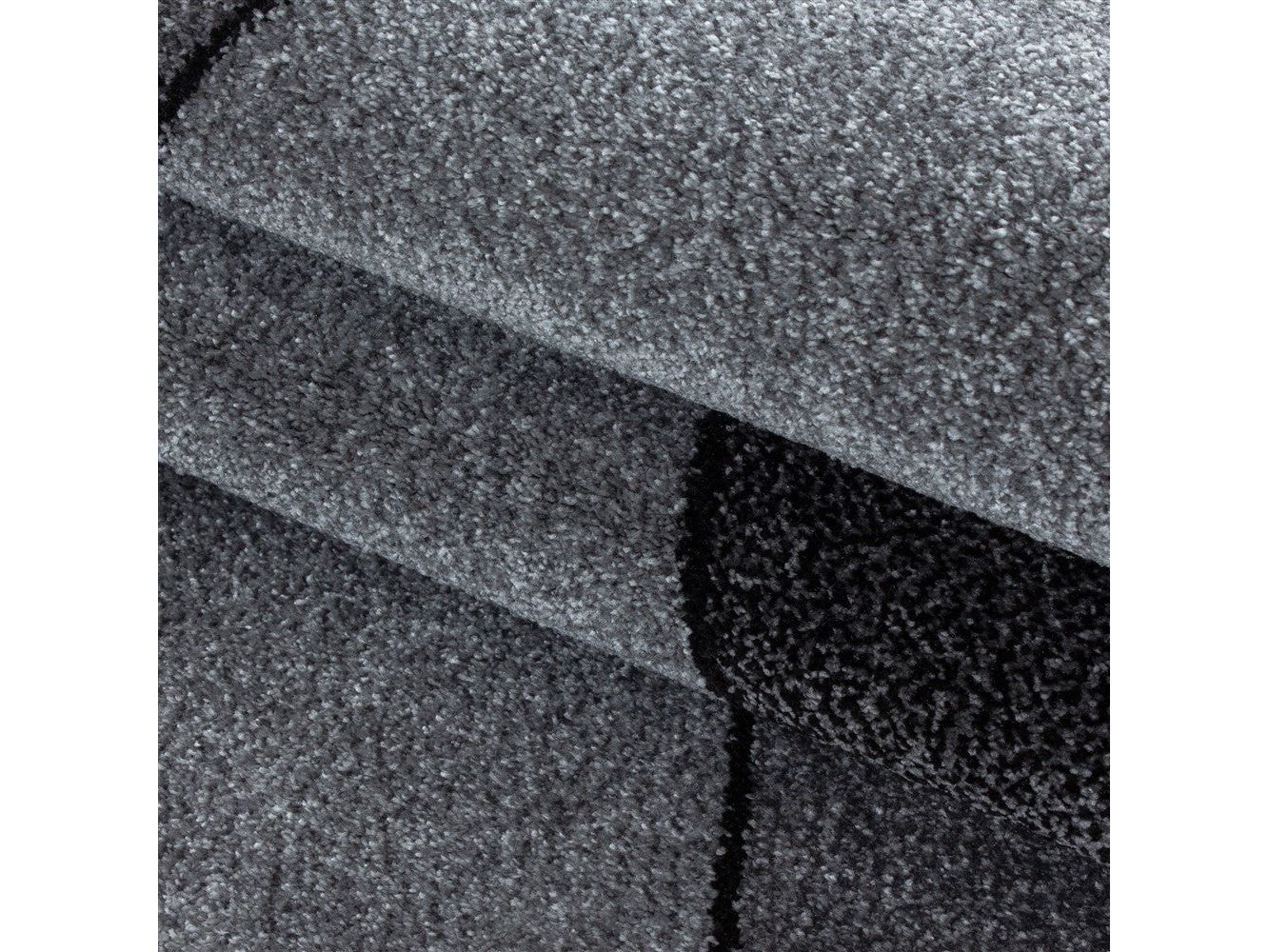 Teppich Modern Designer Kurzflor Geometrisches Design Schwarz Grau