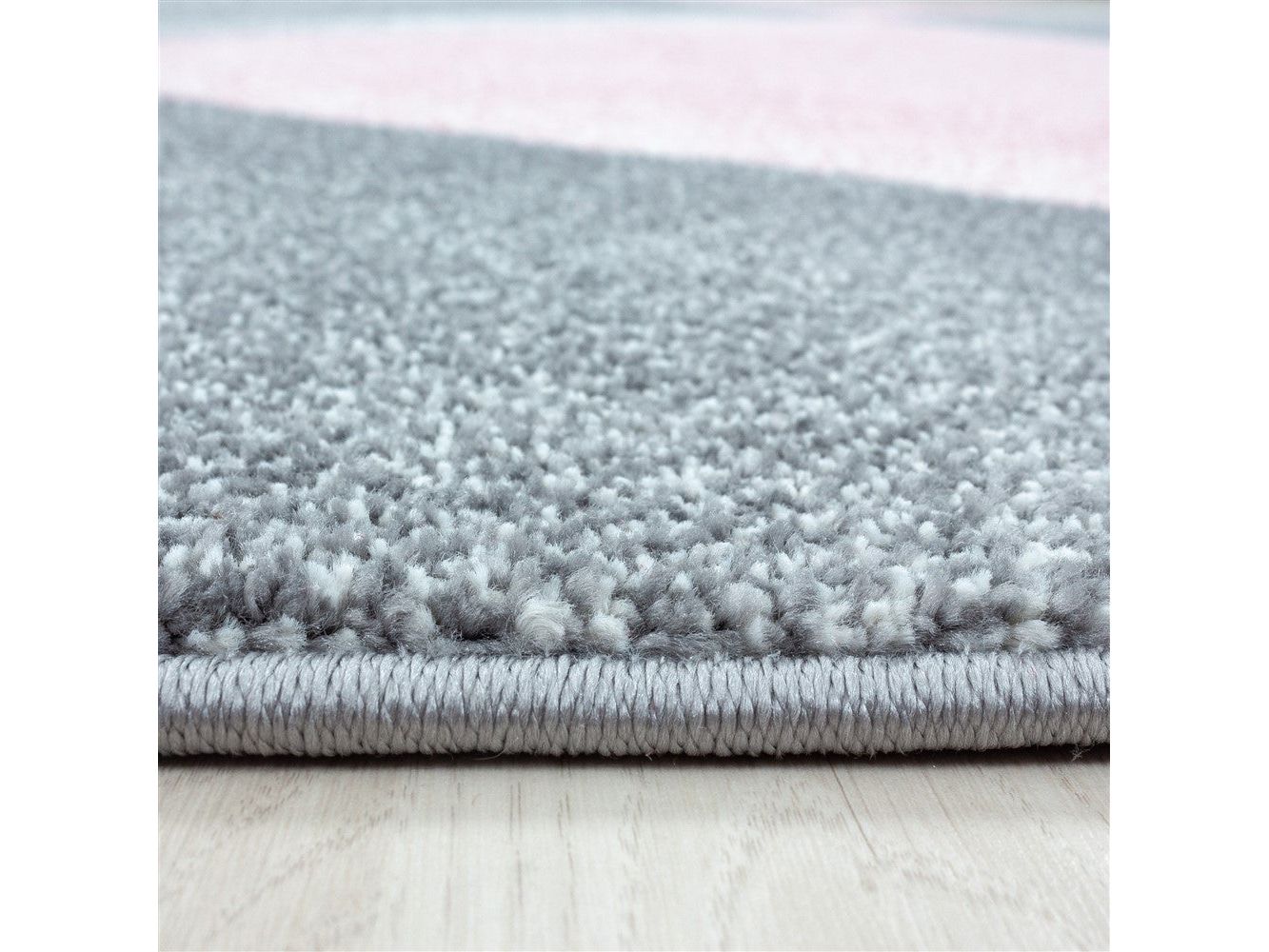 Teppich Modern Designer Geometrische Muster Kurzflor Grau Pink Weiß Meliert