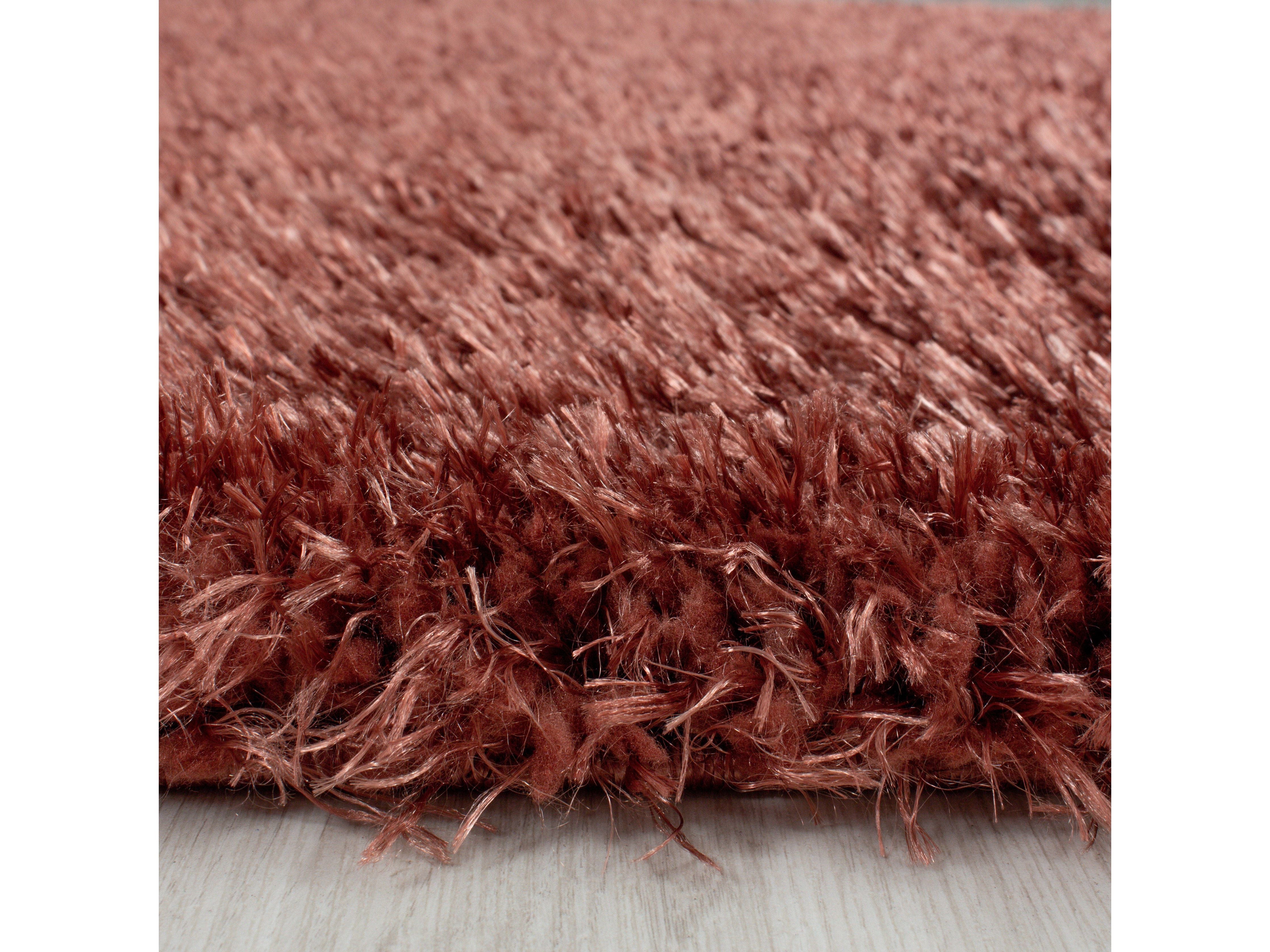 Shaggy Wohnzimmer Hochflor Teppich Glanz Garn Einfarbig Kupfer