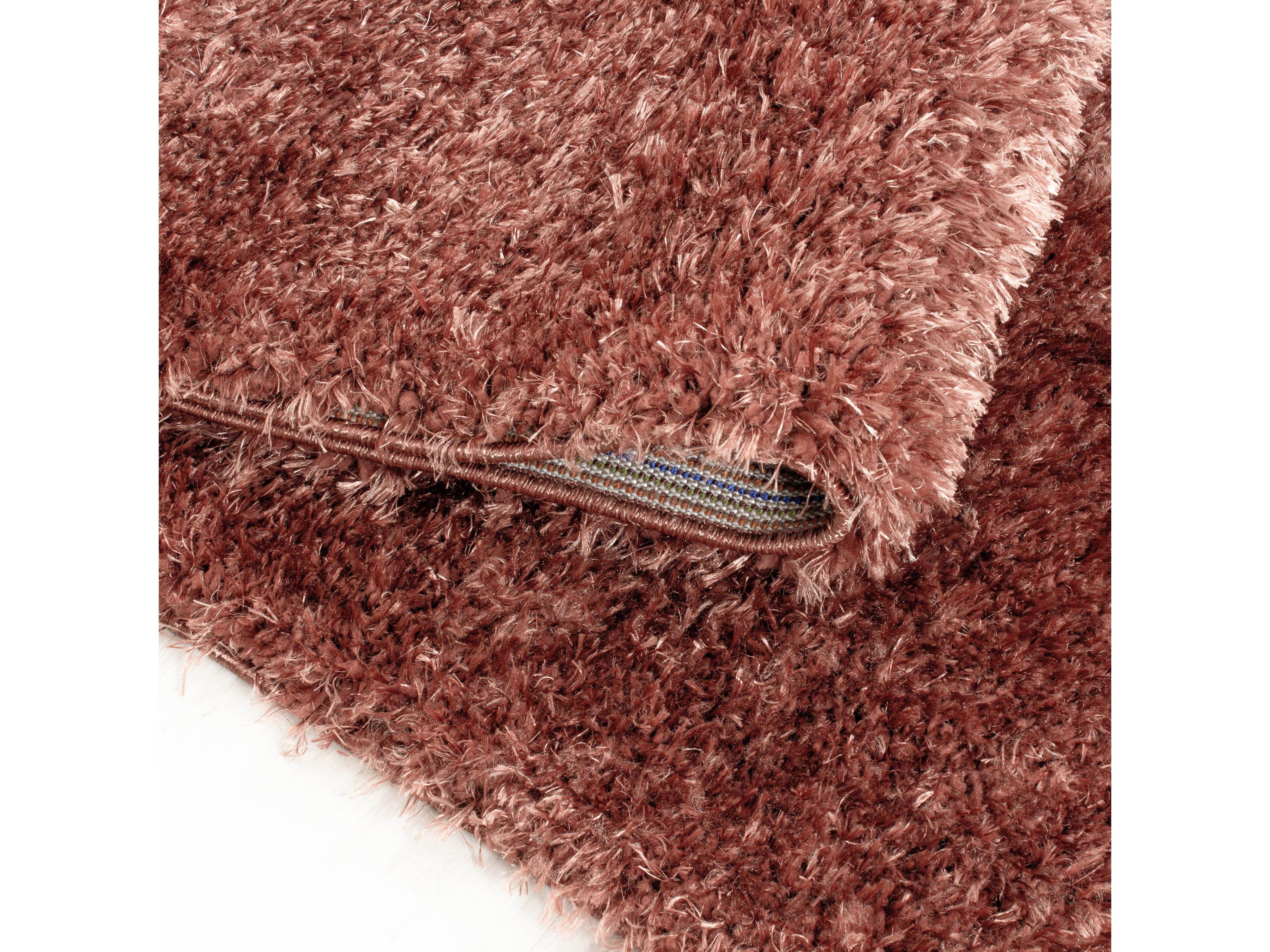 Shaggy Wohnzimmer Hochflor Teppich Glanz Garn Einfarbig Kupfer