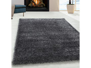 Shaggy Wohnzimmer Hochflor Teppich Glanz Garn Einfarbig Grau