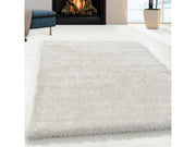 Shaggy Wohnzimmer Hochflor Teppich Glanz Garn Einfarbig Natur