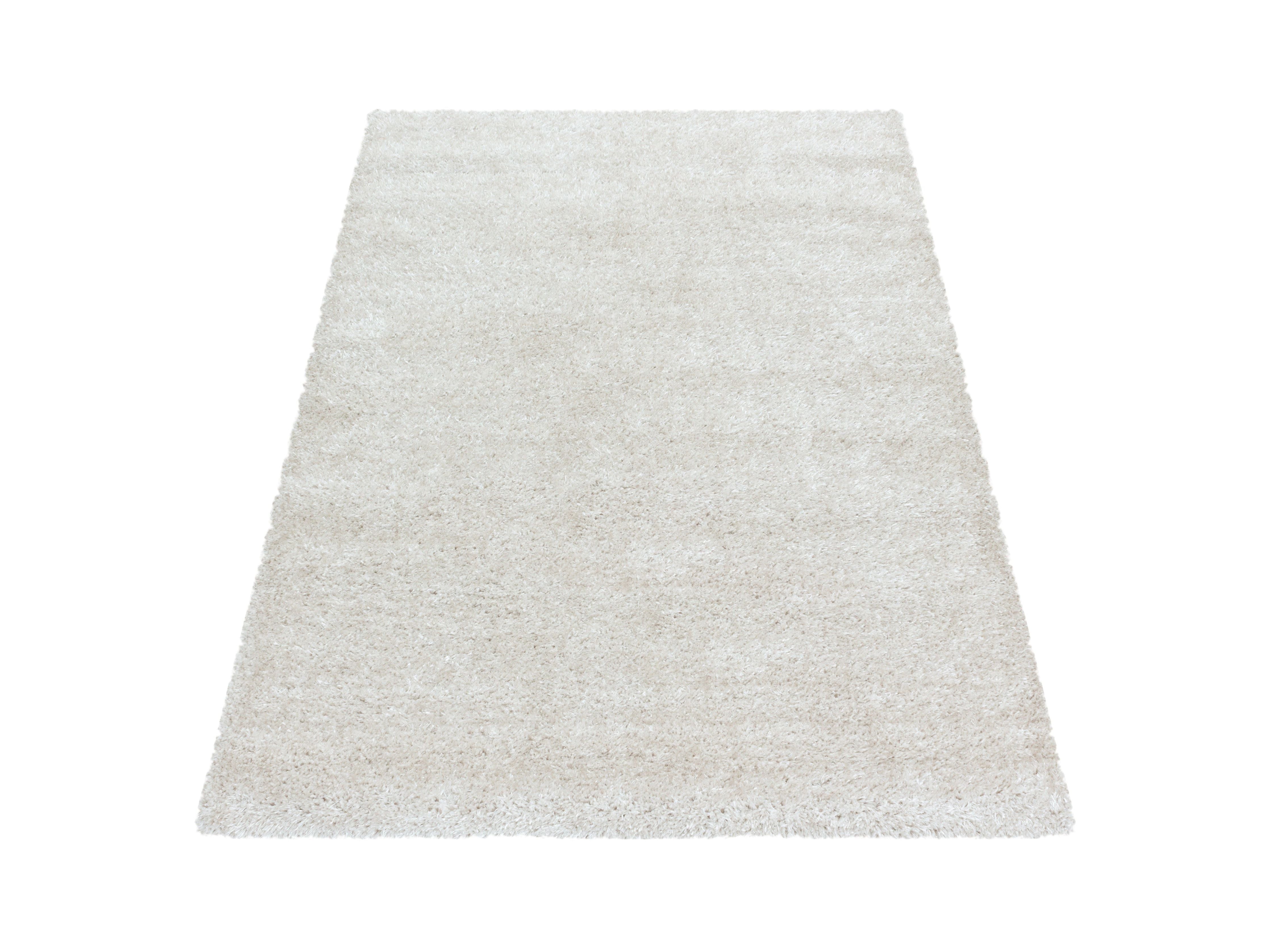 Shaggy Wohnzimmer Hochflor Teppich Glanz Garn Einfarbig Natur