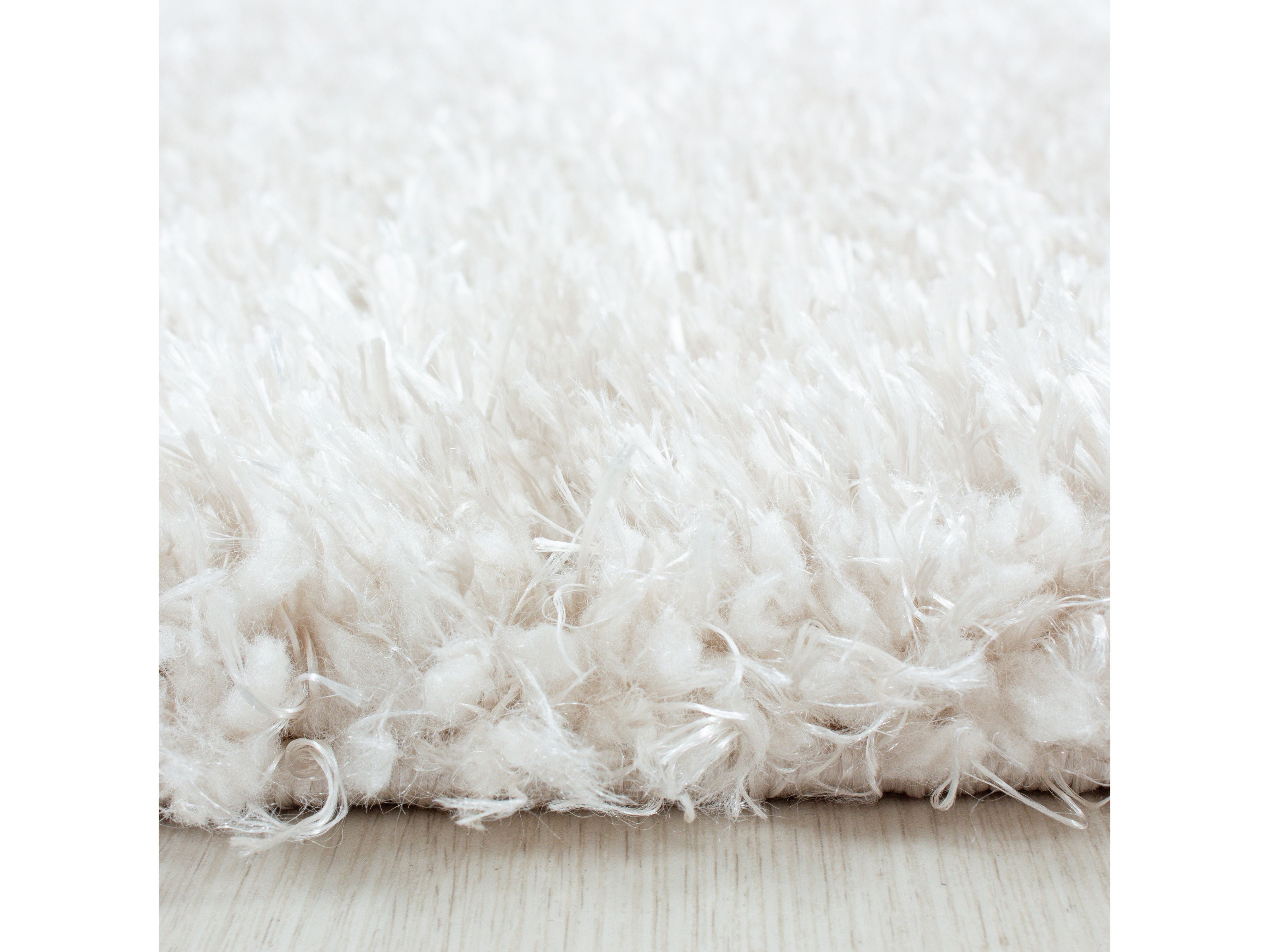 Shaggy Wohnzimmer Hochflor Teppich Glanz Garn Einfarbig Natur