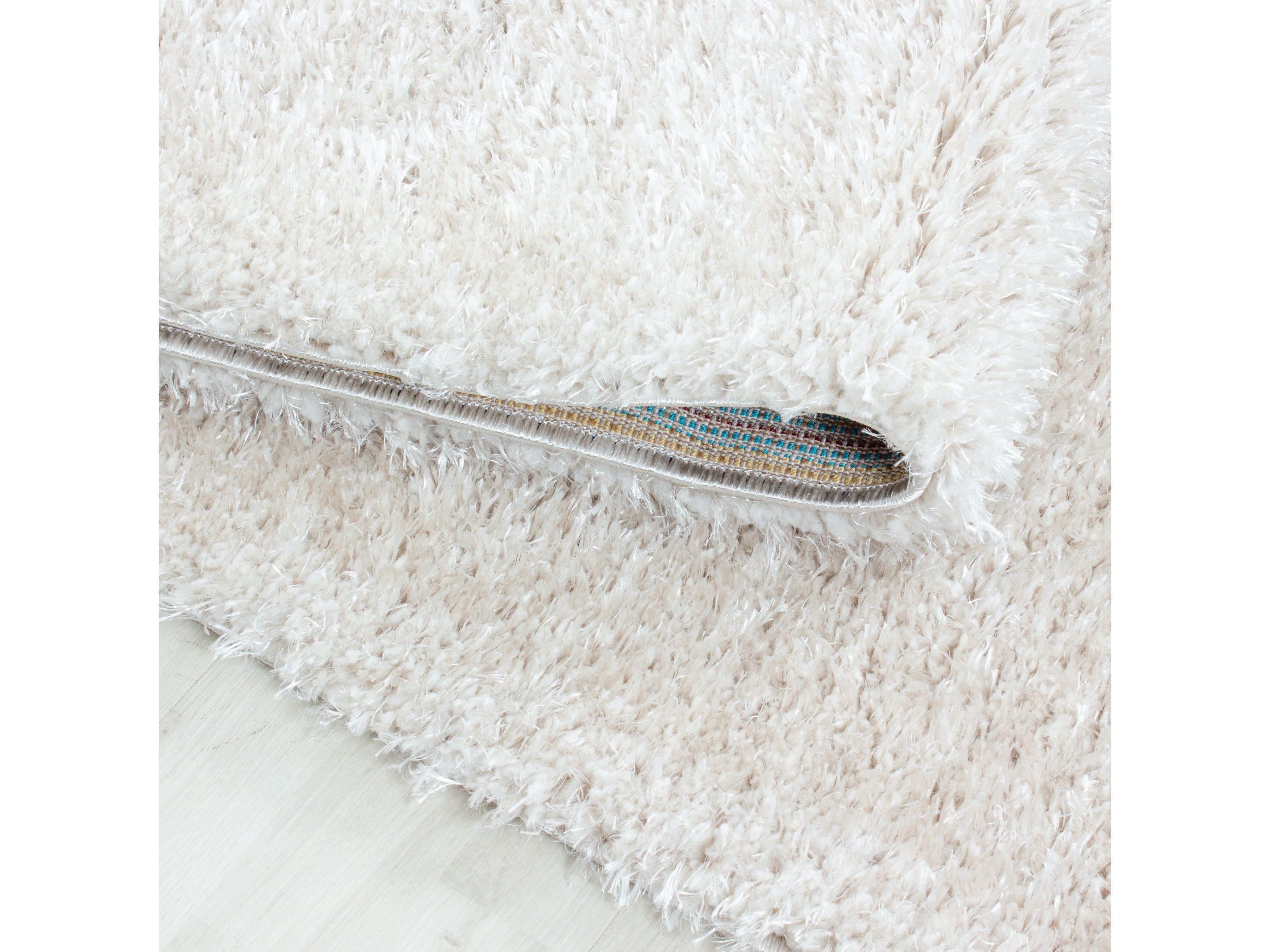 Shaggy Wohnzimmer Hochflor Teppich Glanz Garn Einfarbig Natur