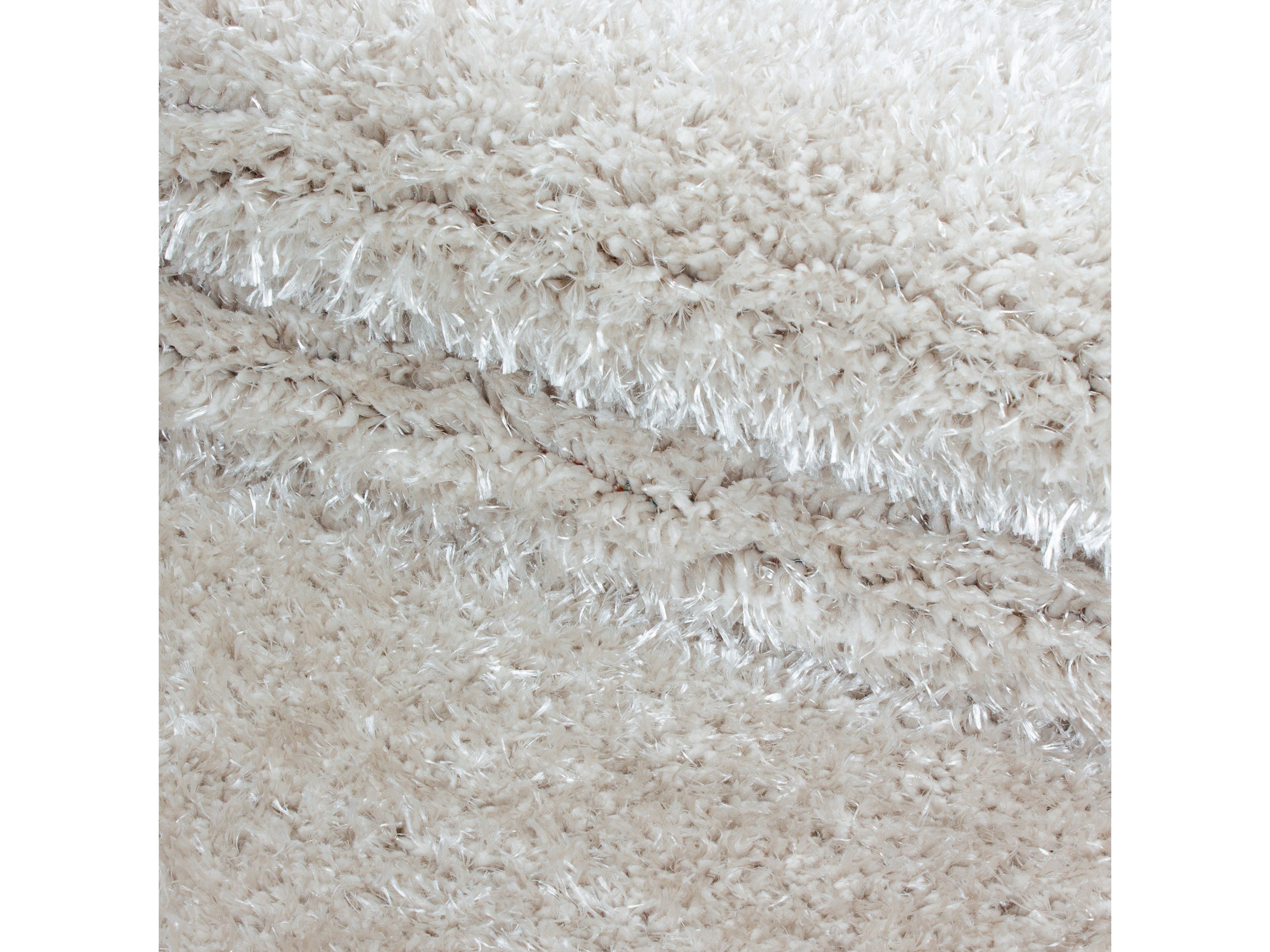 Shaggy Wohnzimmer Hochflor Teppich Glanz Garn Einfarbig Natur