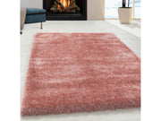 Shaggy Wohnzimmer Hochflor Teppich Glanz Garn Einfarbig Rose