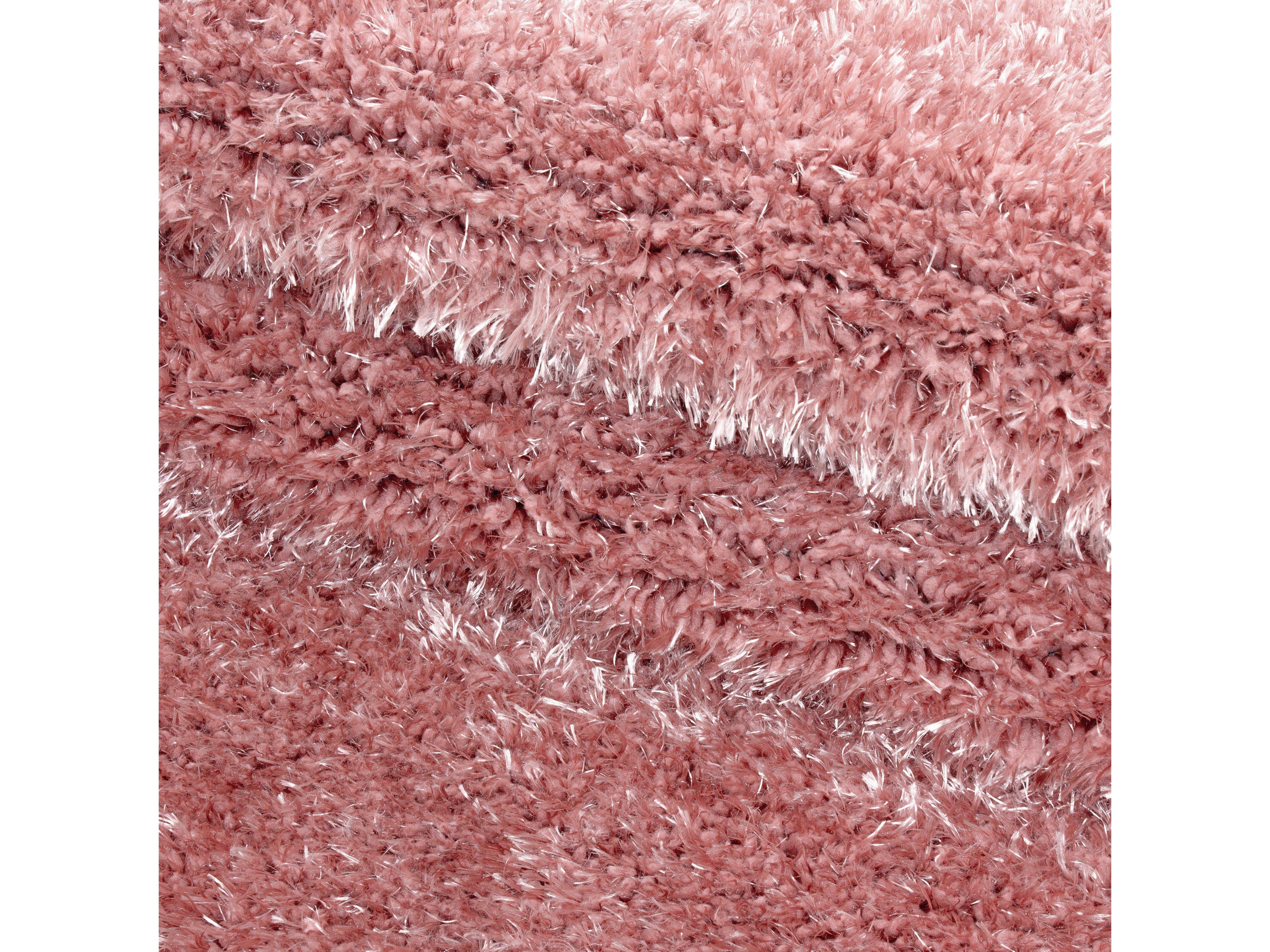 Shaggy Wohnzimmer Hochflor Teppich Glanz Garn Einfarbig Rose
