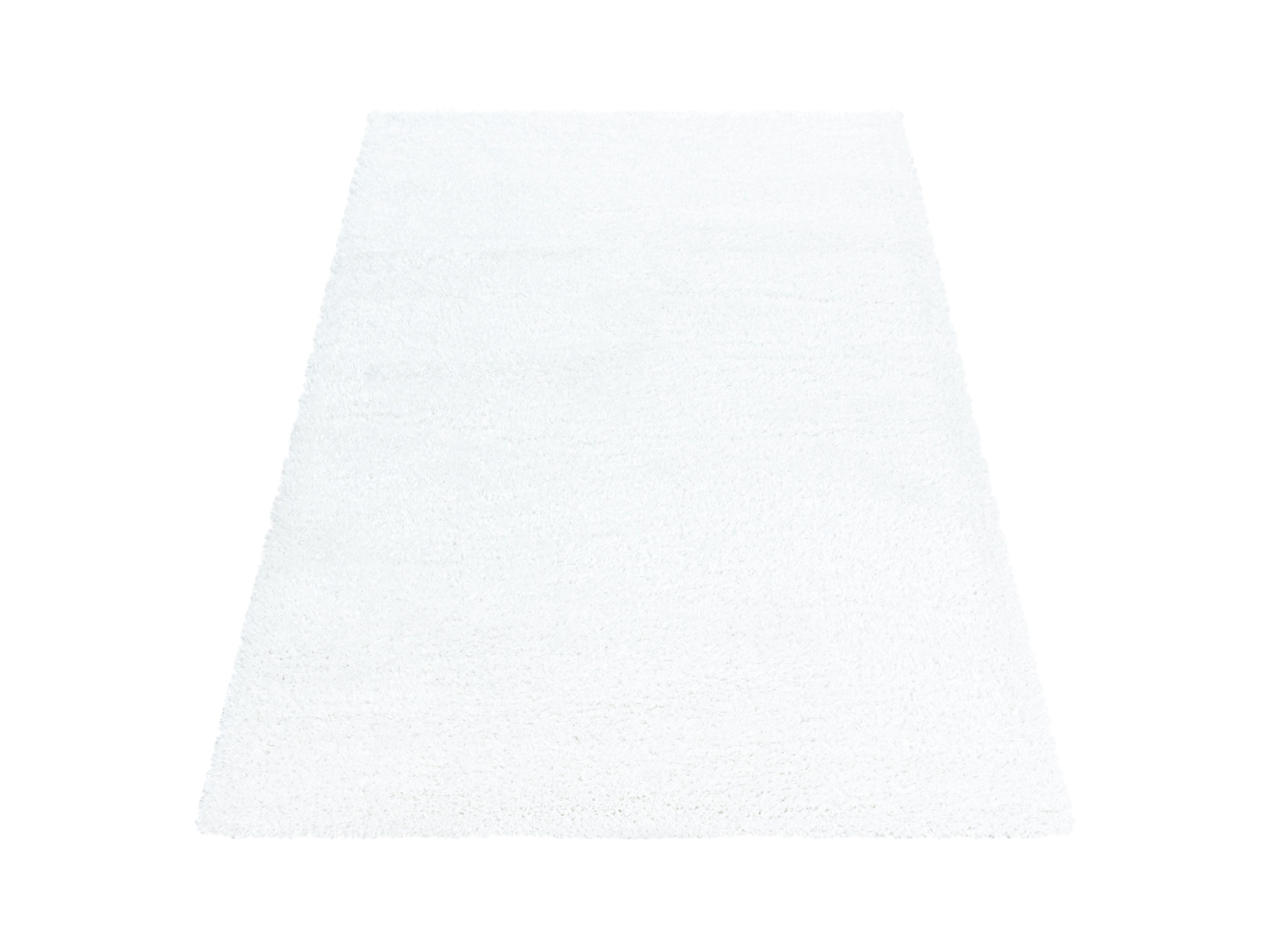 Shaggy Wohnzimmer Hochflor Teppich Glanz Garn Einfarbig Weiss