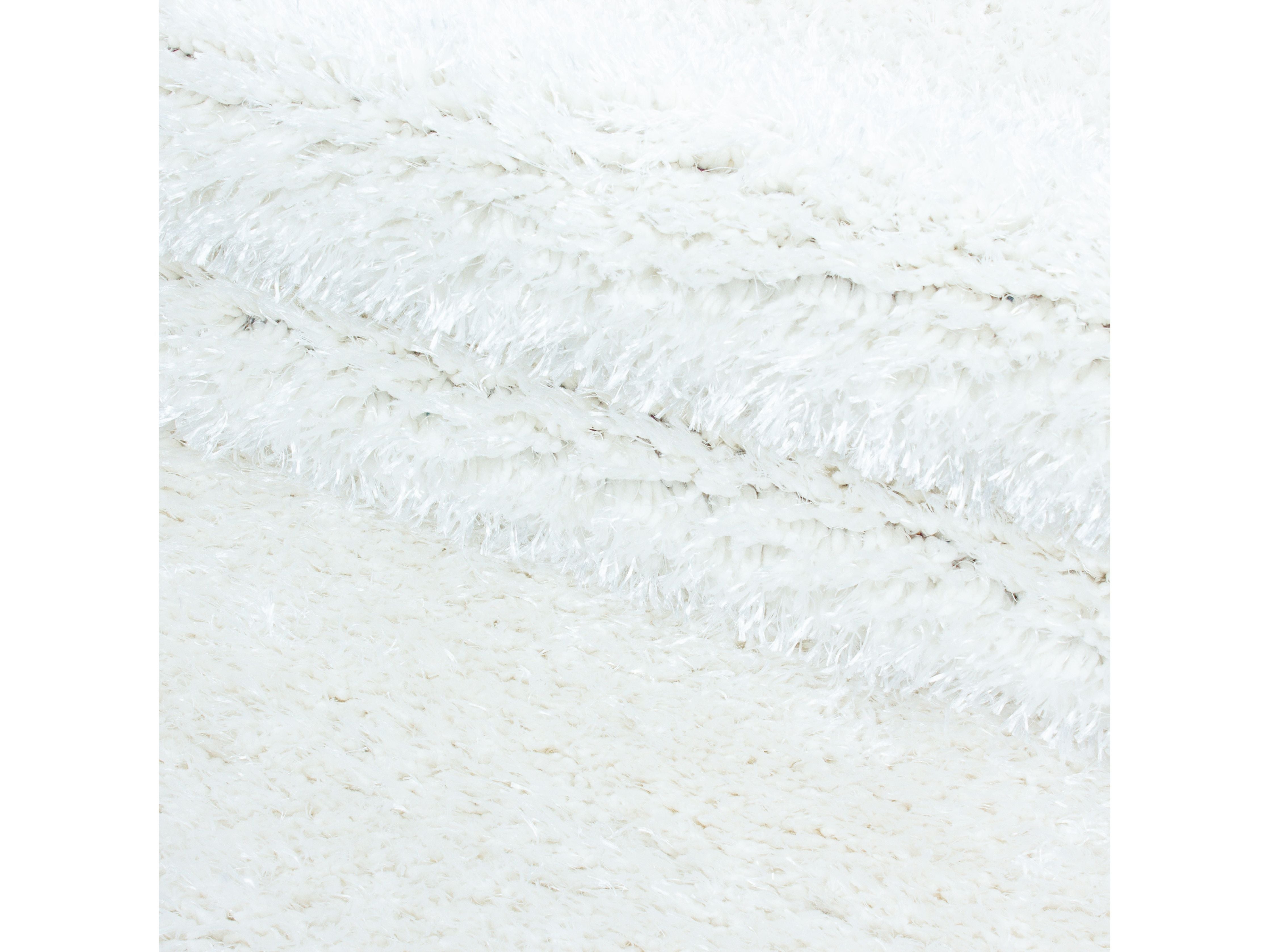 Shaggy Wohnzimmer Hochflor Teppich Glanz Garn Einfarbig Weiss